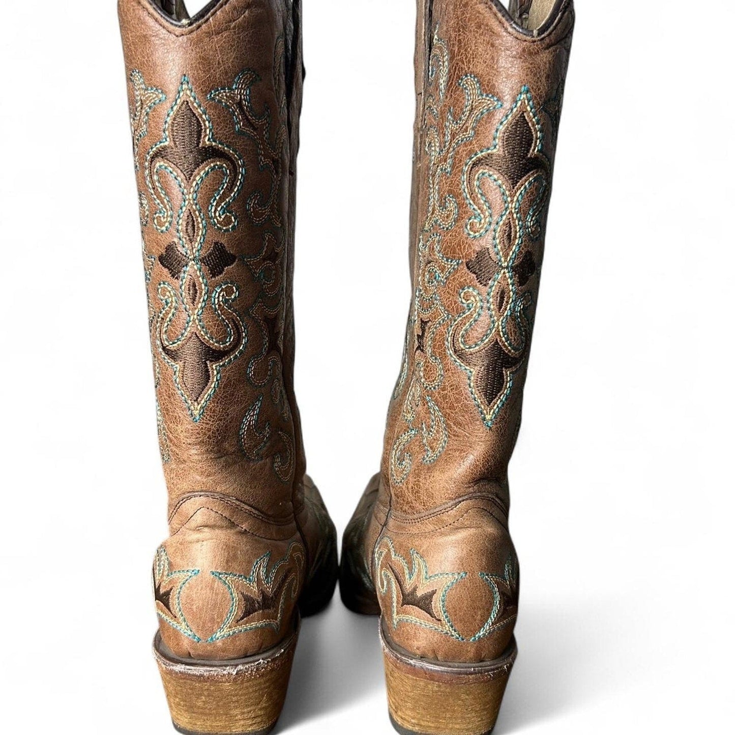 Circle G Brown & Blue Western Boots Size 6.5 Outlaw Cowgirl Western Alt