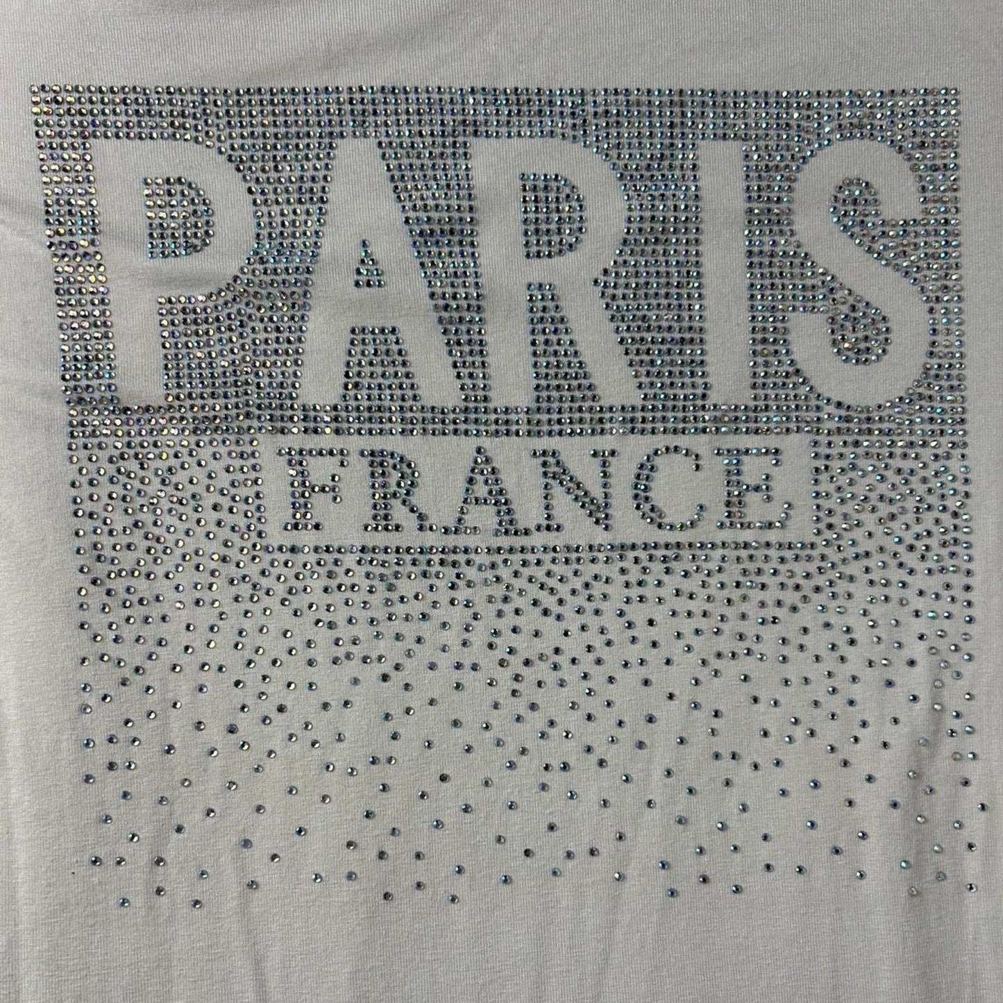 Attitude Paris White Graphic Tee Größe S McBling Y2K Baby Tee French Girl