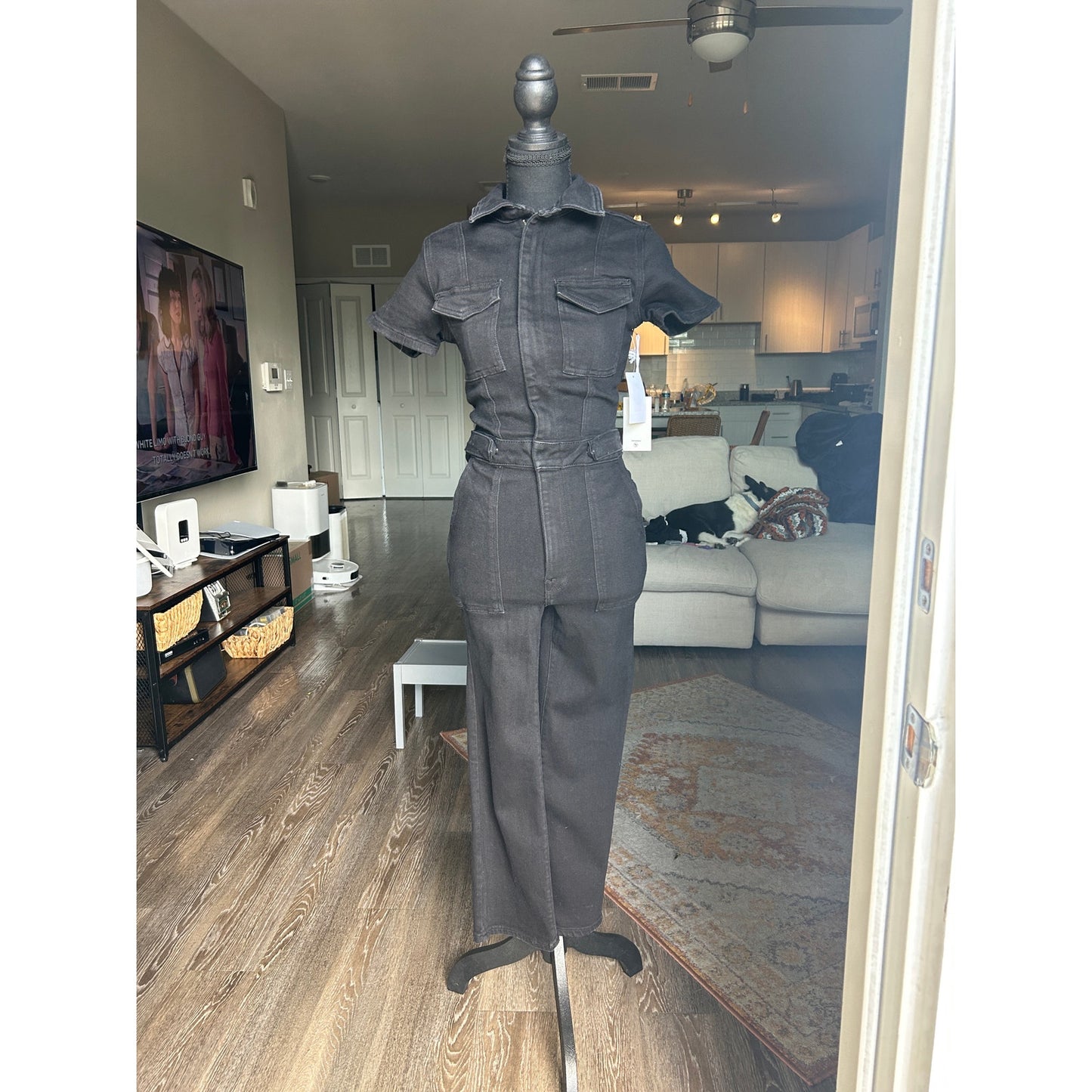 🖤 NWT Good American “Fit For Success” Black Denim Jumpsuit – Size S