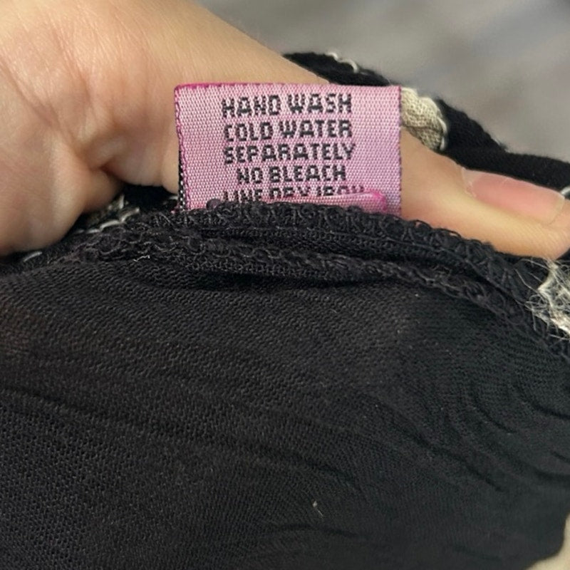 Rayon schwarz-weiß Batik Schwingkleid Einheitsgröße
