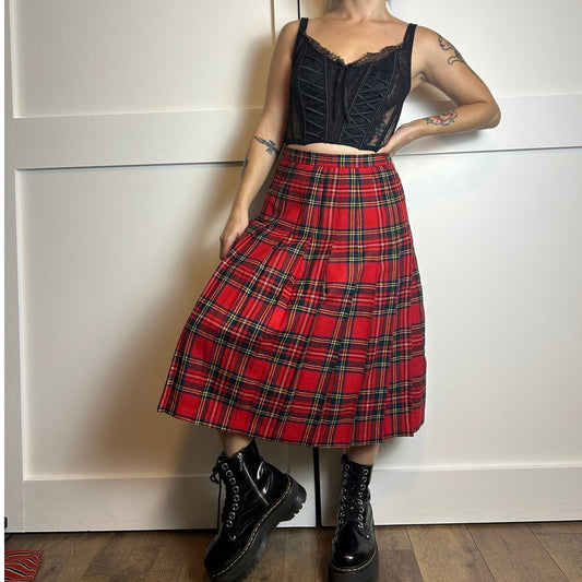tartan skirt made in scotland pitlochry 100% pure new wool size 5