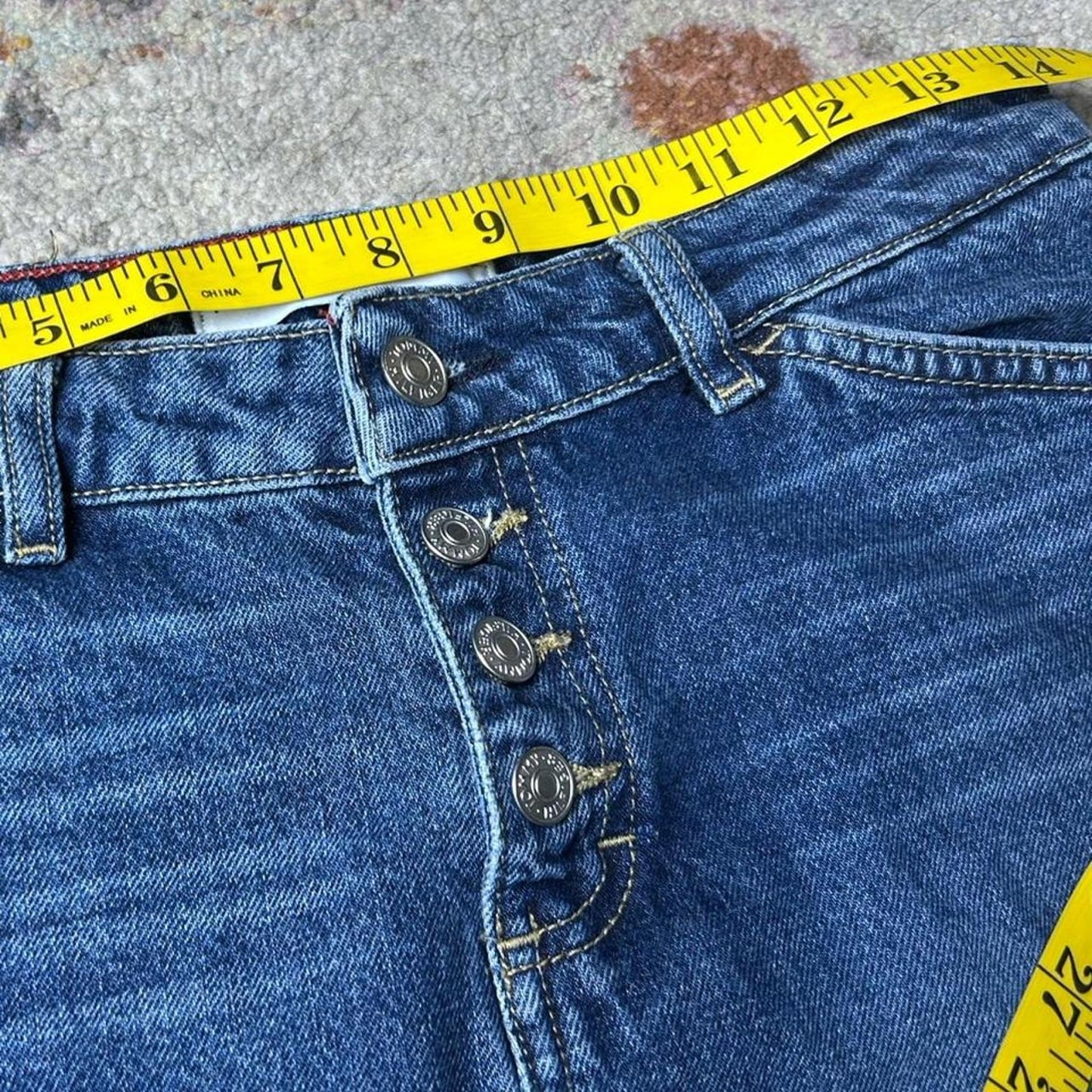Tommy Hilfiger size 28x25 midi length faded stone wash denim skirt