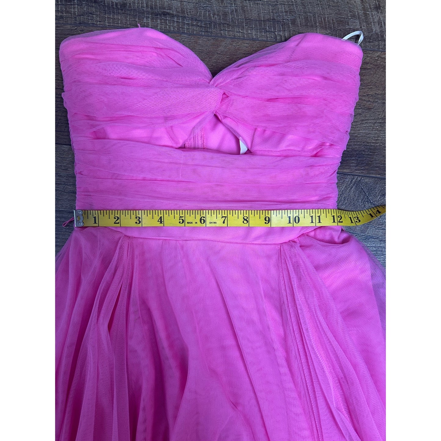 y2k cache hot pink fairy hem strapless dress size 8 coquette harajuku