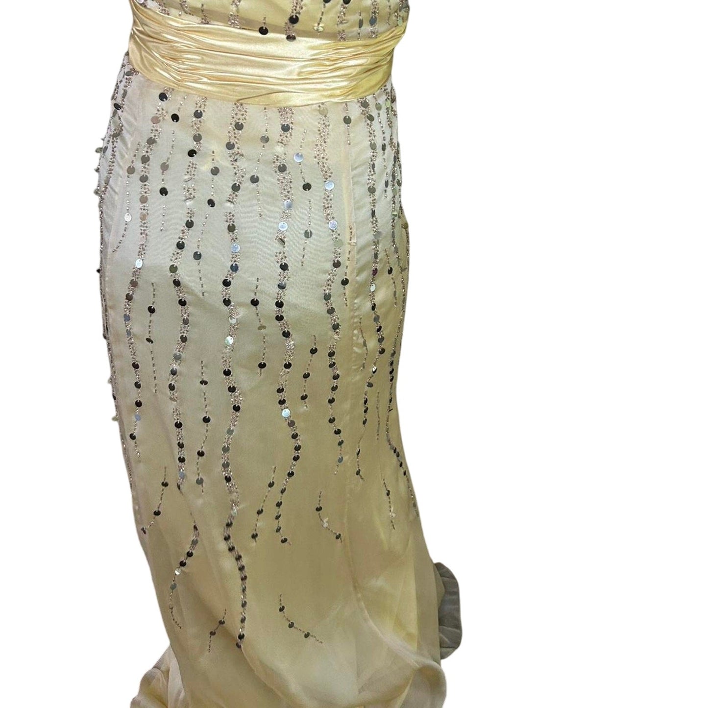 Y2K Gold Sequin Halter Dress Size 6 Formal Party Dress 2000s