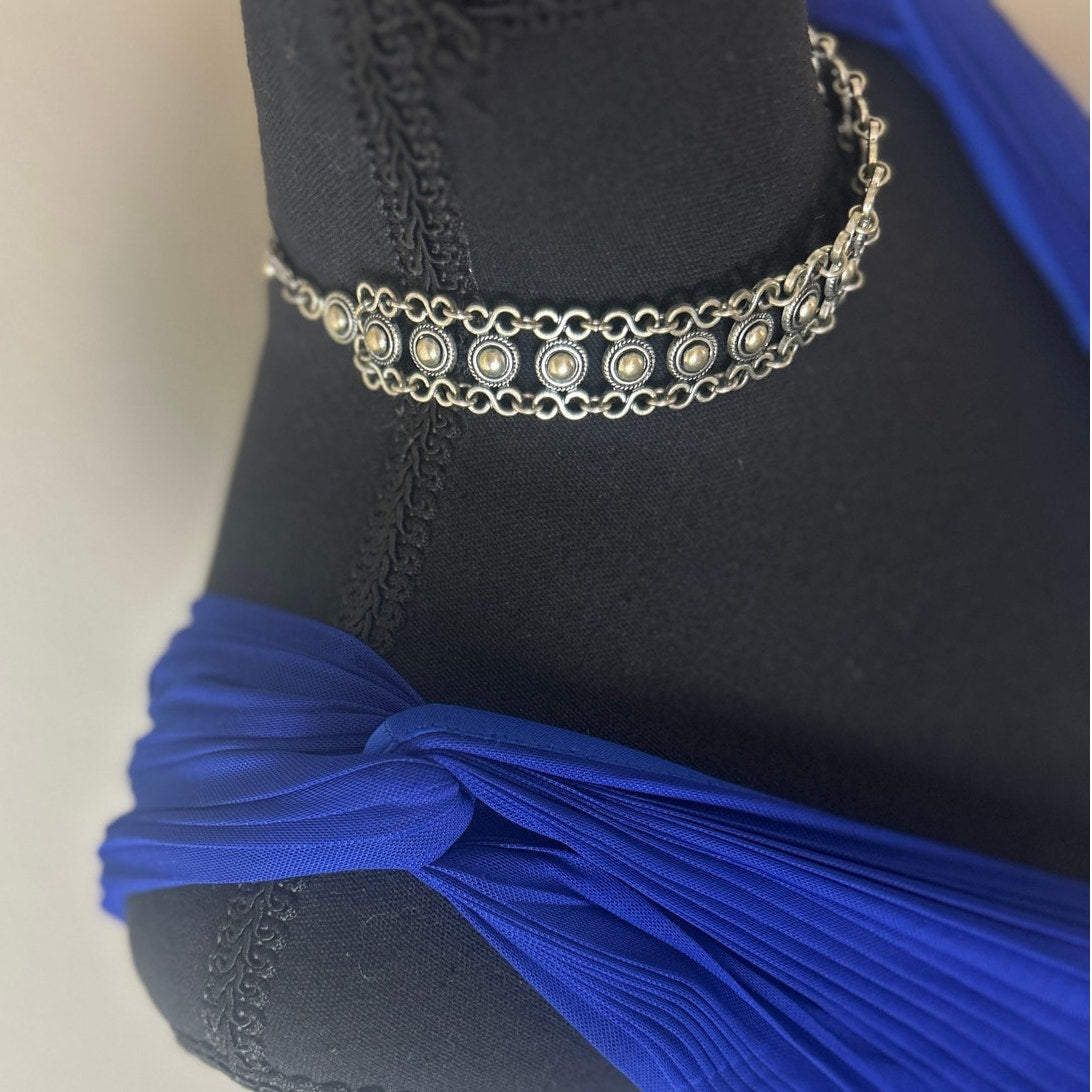 Cache blaues gerafftes Maxikleid