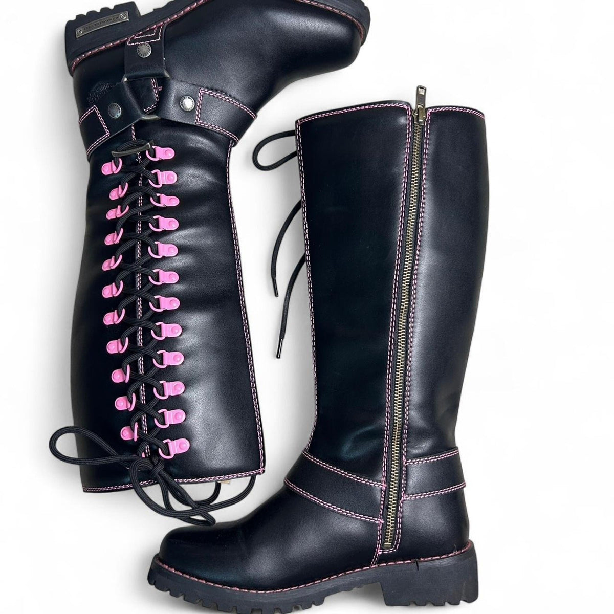 Milwaukee riders size 7 black leather harness biker boots