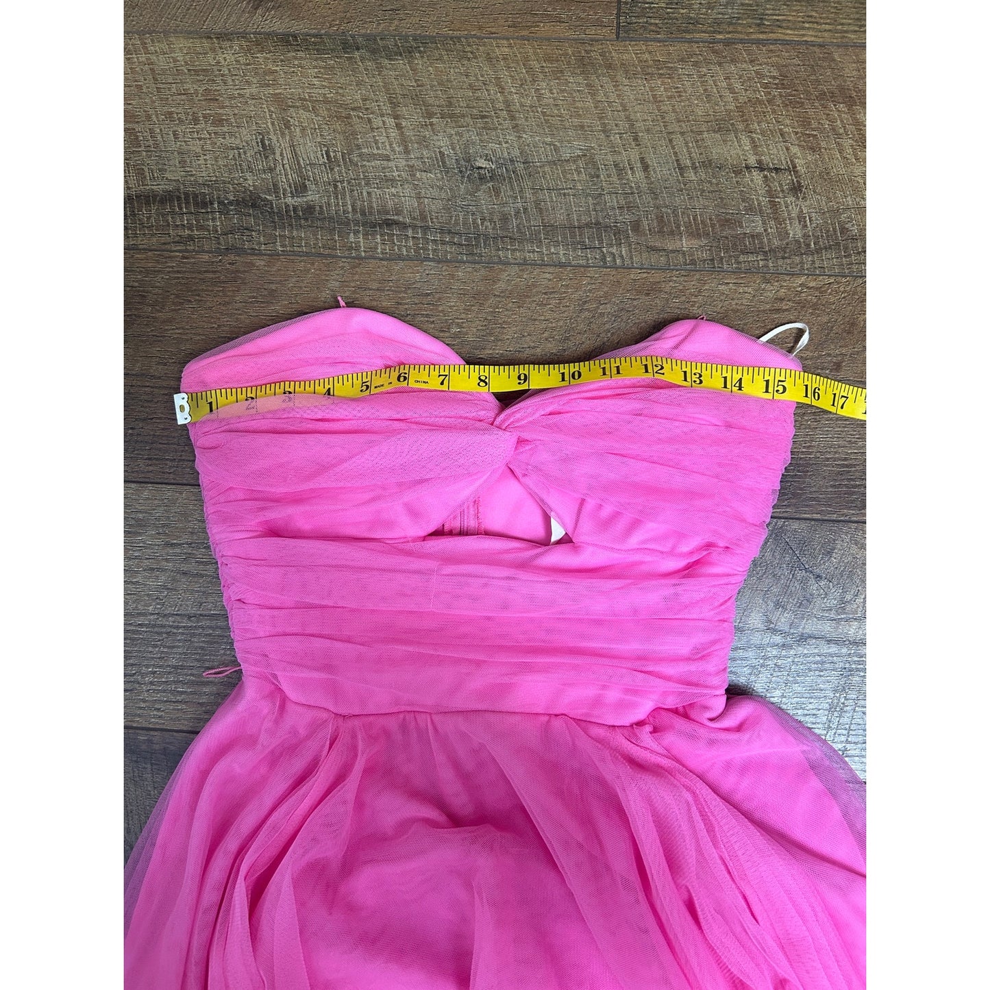 y2k cache hot pink fairy hem strapless dress size 8 coquette harajuku