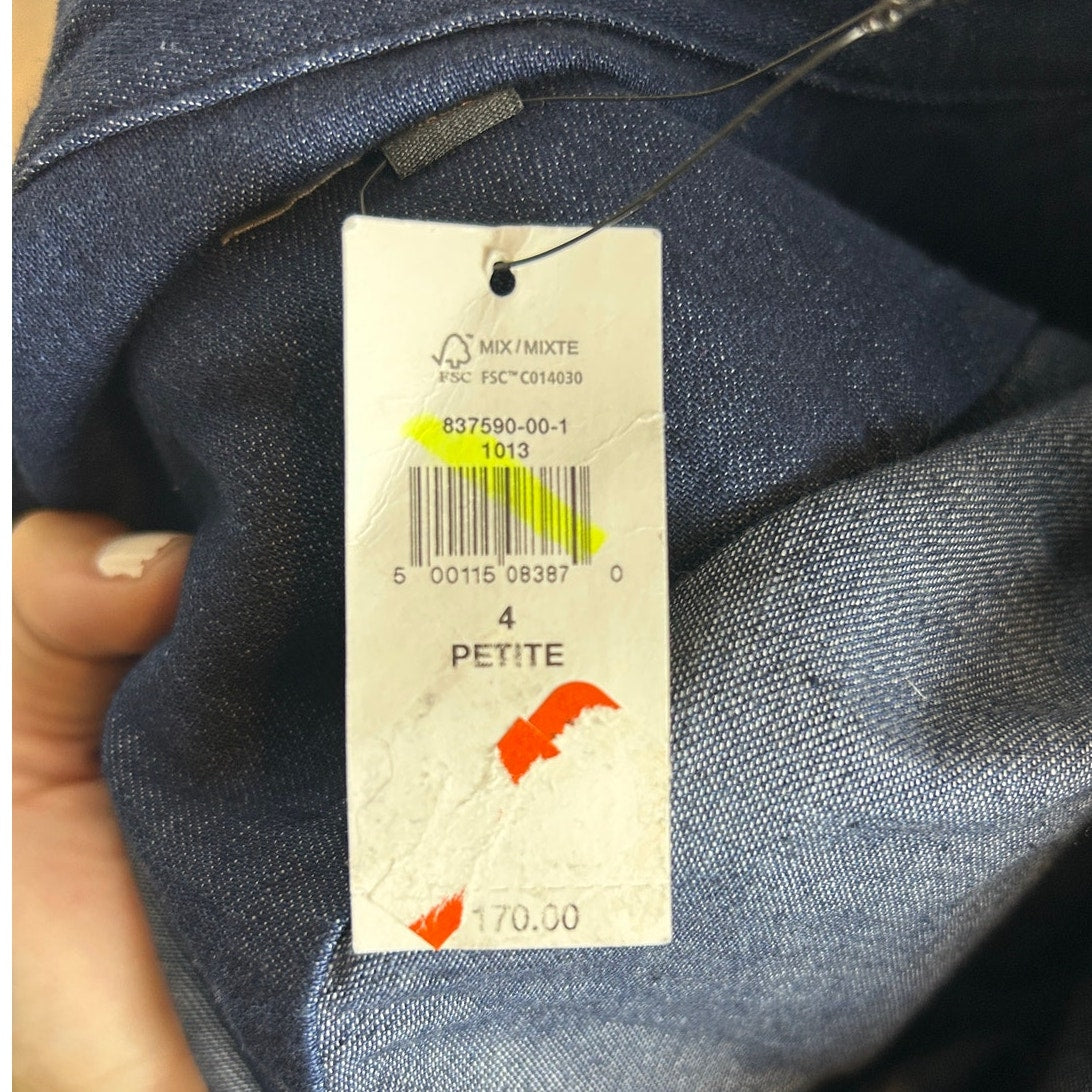 nwt banana republic chambray jumpsuit size 4 petite 170 retail