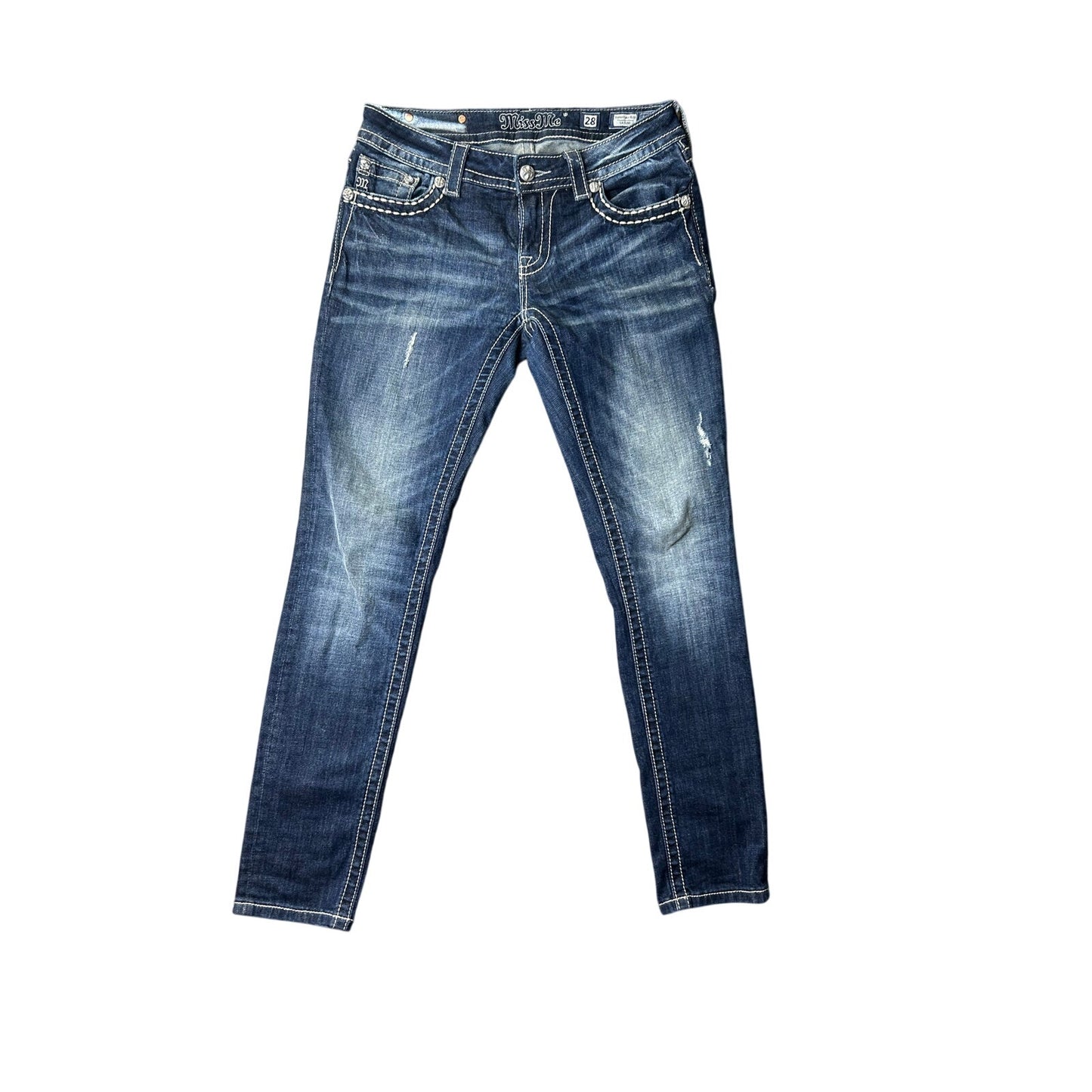 Jeans moulant Miss Me avec signe de la paix, taille 28