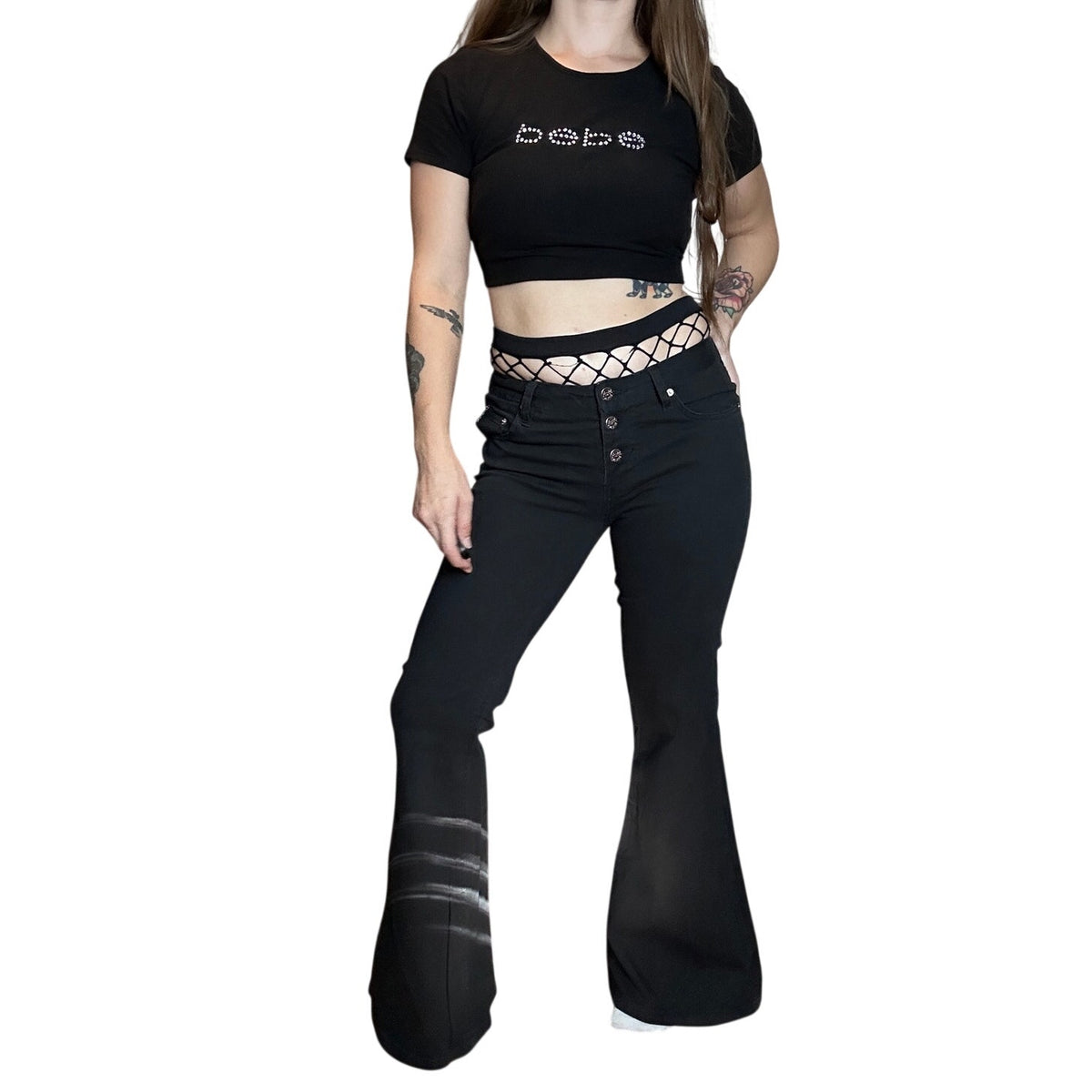 Mudd Y2K Black Low Rise Flare Jeans Grunge Goth Bootcut Denim Size 28