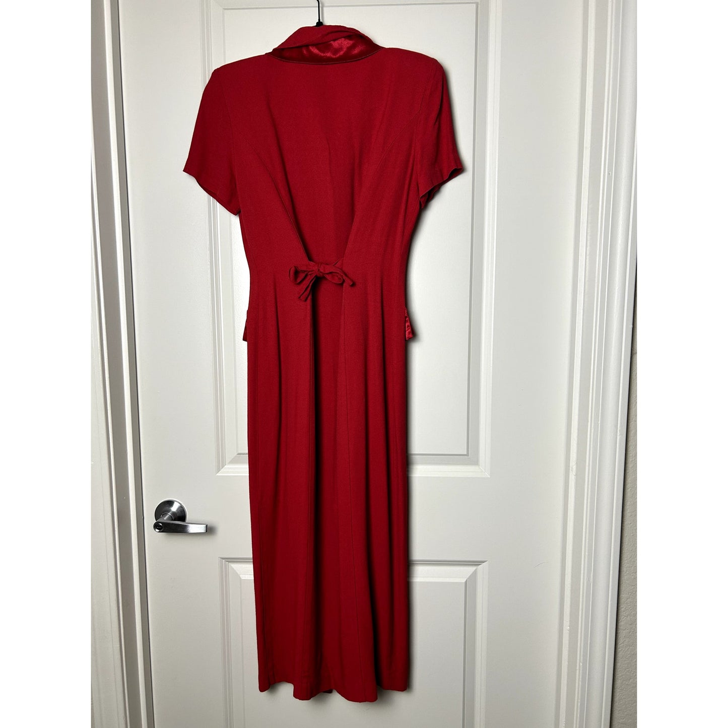 Vintage Red Maxi Shirt Dress Rayon Blend Scarlett Tag Flowy Size S