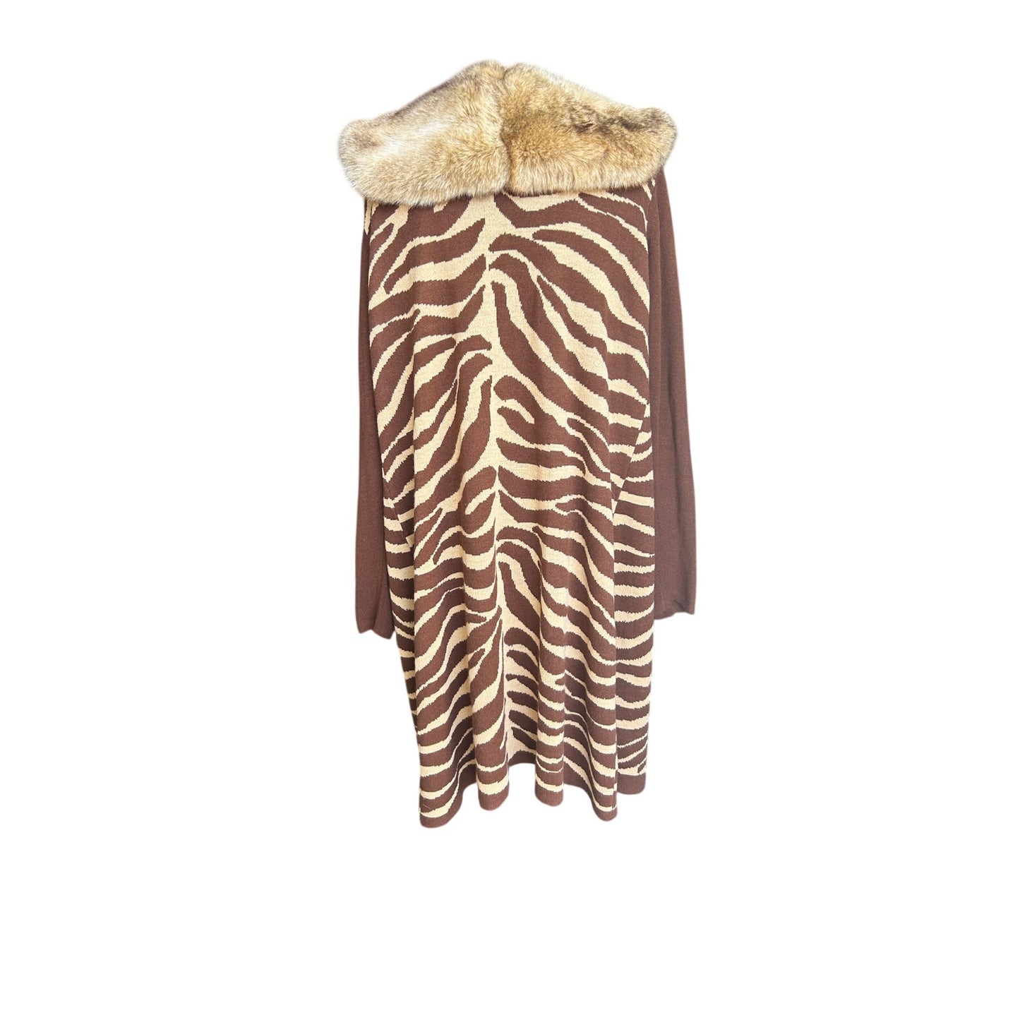 Gilet long imprimé zèbre vintage avec fourrure, style indie sleaze, féerique et grunge, pièce forte Y2K glamour à superposer