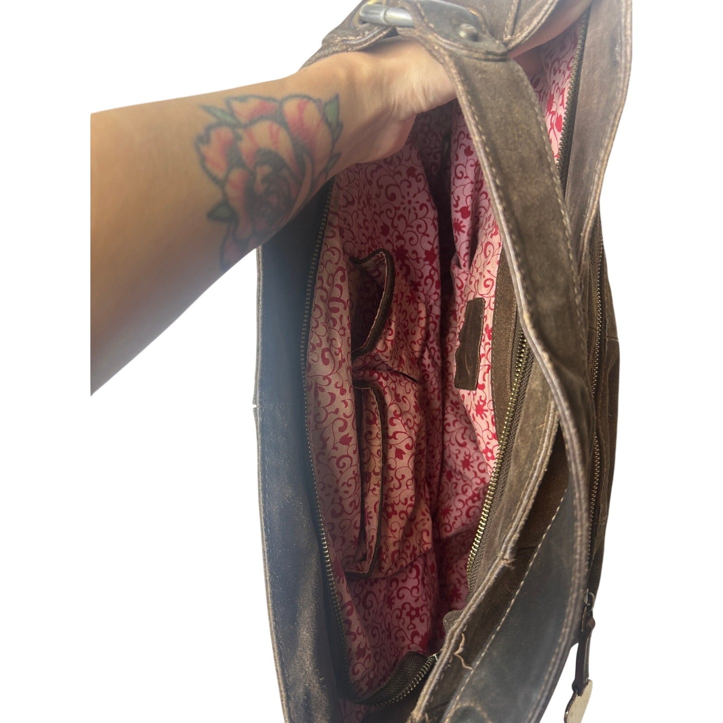Lucky brand all suede hobo bag with flowers and rayon lining