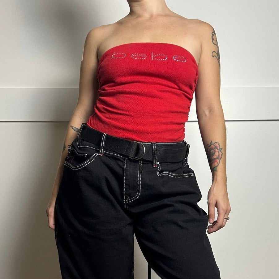 Bebe Y2K tube top red touched size s