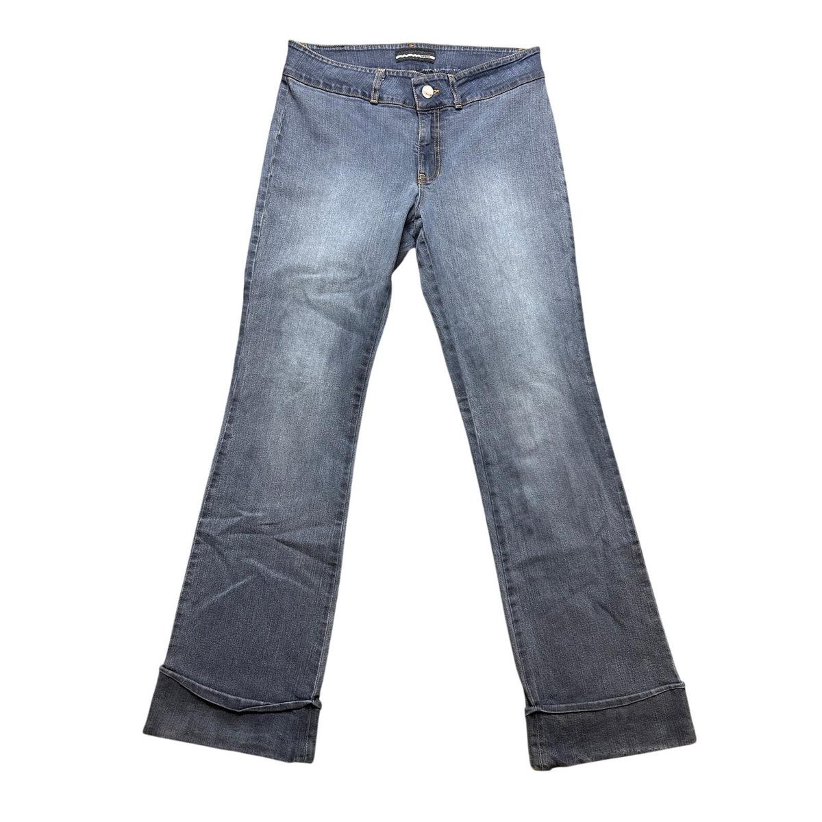 Bebe Vintage Popstar Jeans Faded Wash Cuffed Hem Mid Rise W30 L31