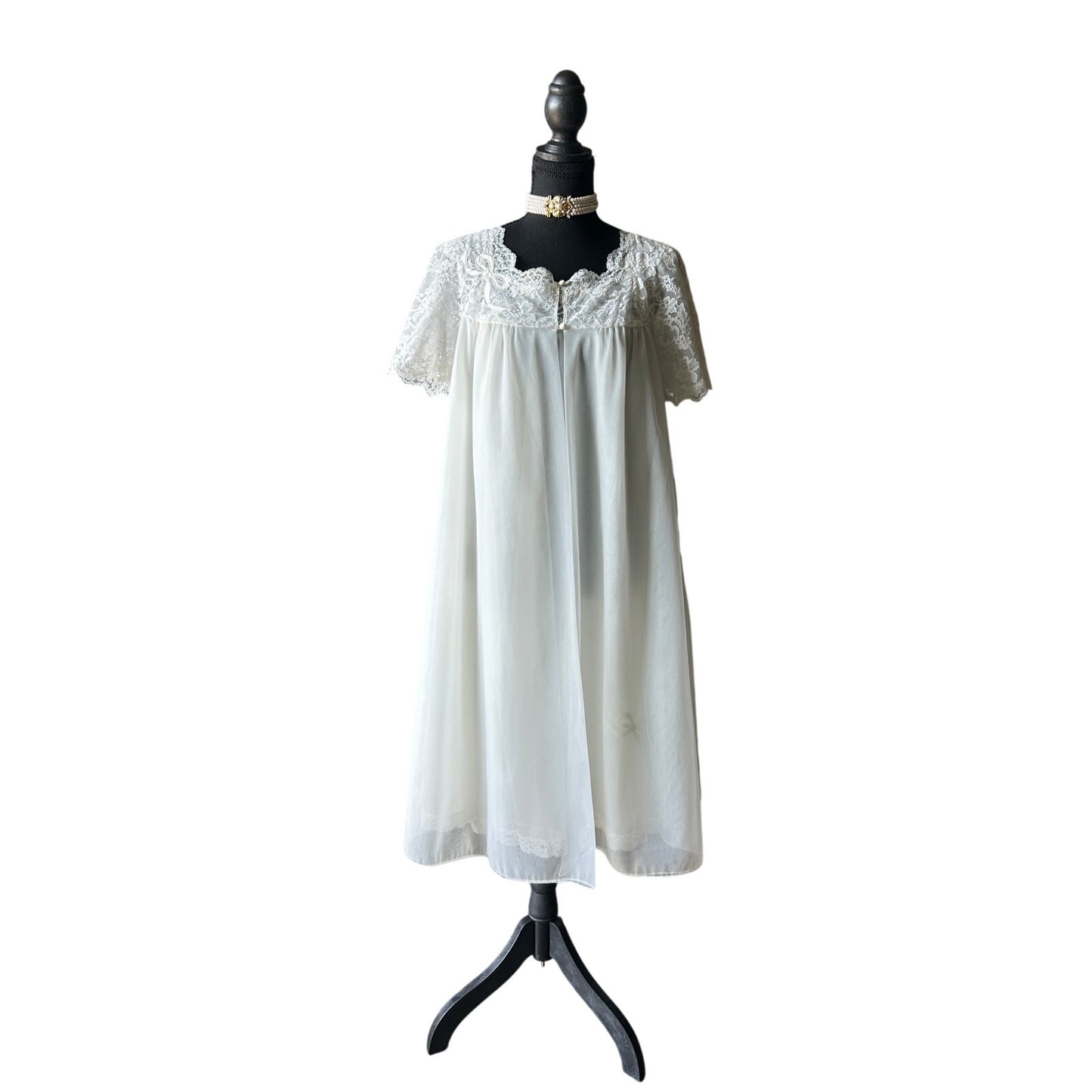 1960s Vanity Fair Bridal Peignoir Set Chiffon Robe + Slip Size S Vintage Bridal