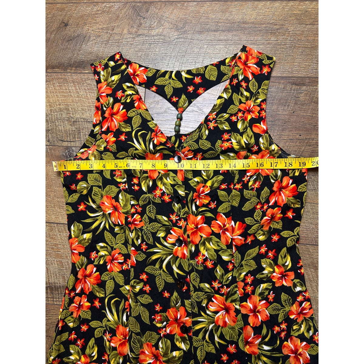Vintage Erika 90s Orange Green Hibiscus Rayon Button Down Maxi Dress L