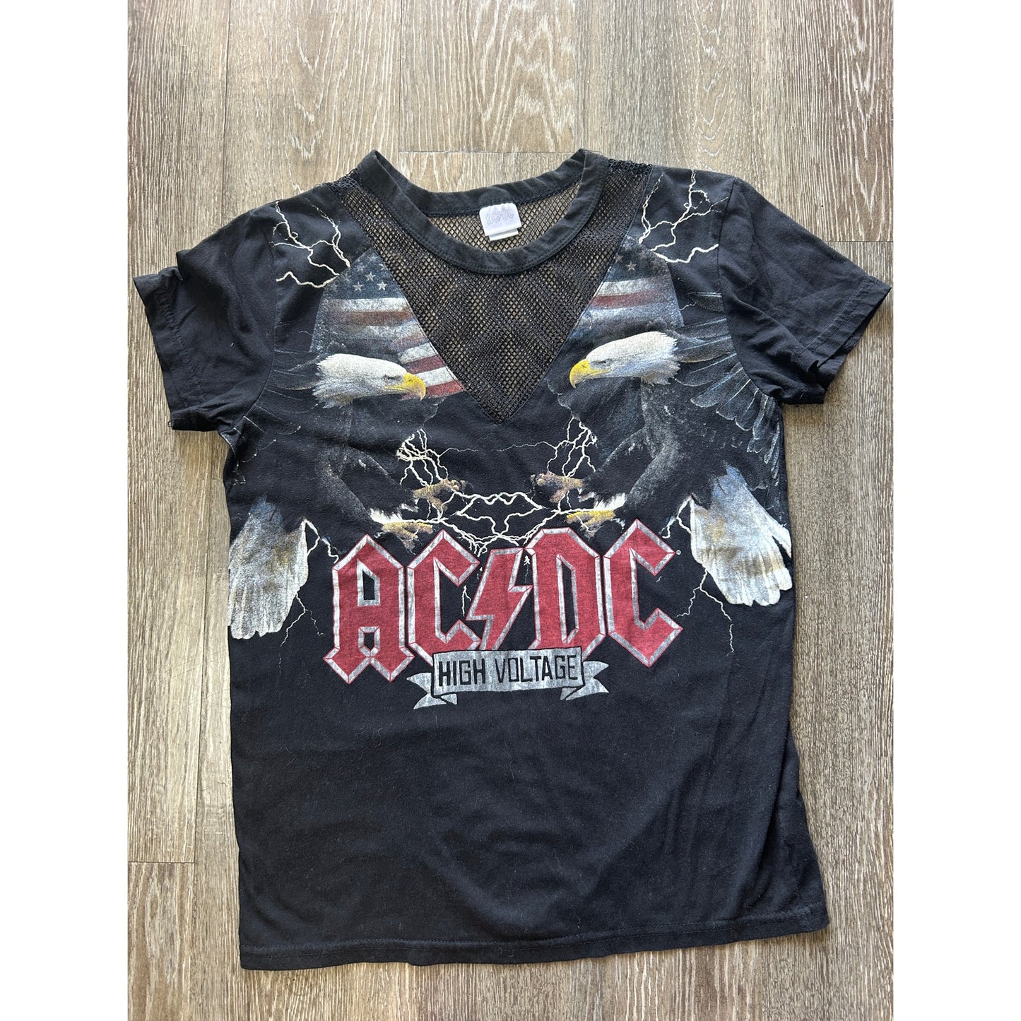 ⚡️ AC/DC Grunge Bundle Mesh Cutout Tee + Moto Jorts Y2K Alt Set