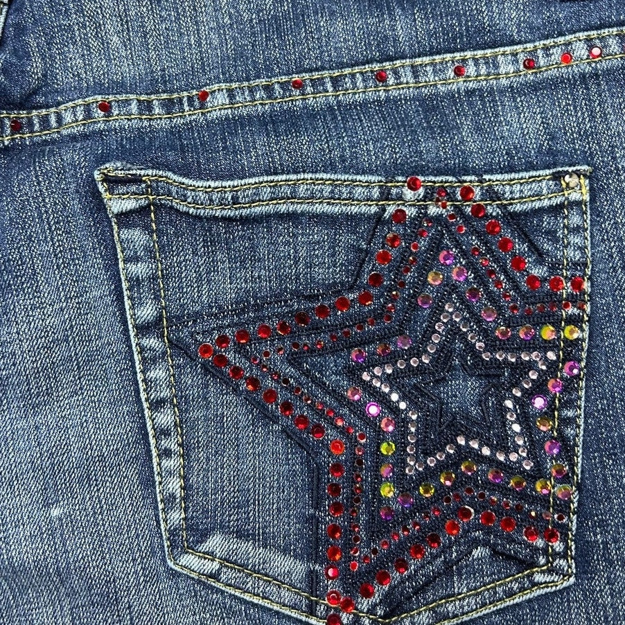 Pepe Jeans London Y2K McBling Denim-Jeans – Star Low Rise Bootcut Größe 18