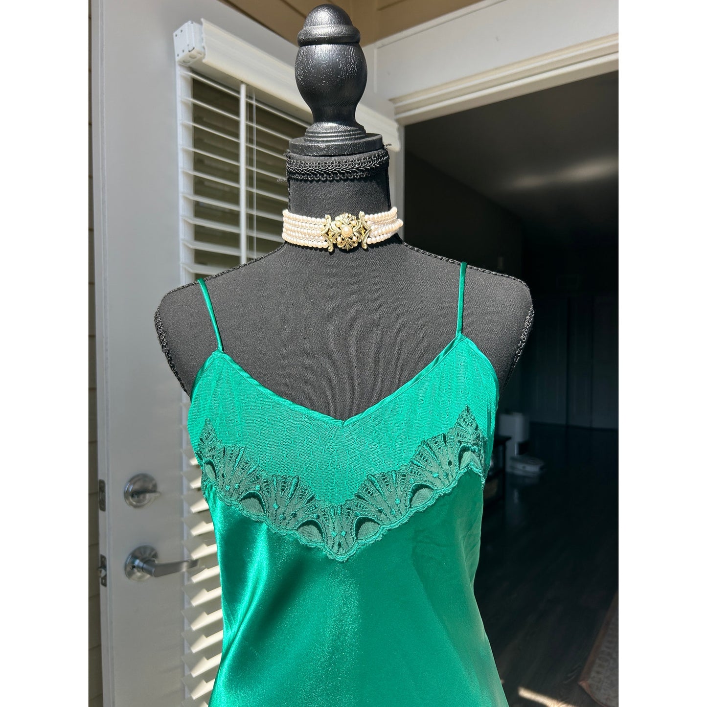 Vintage Victoria’s Secret Slip Dress aus den 90ern, goldfarbenes Etikett, smaragdgrün