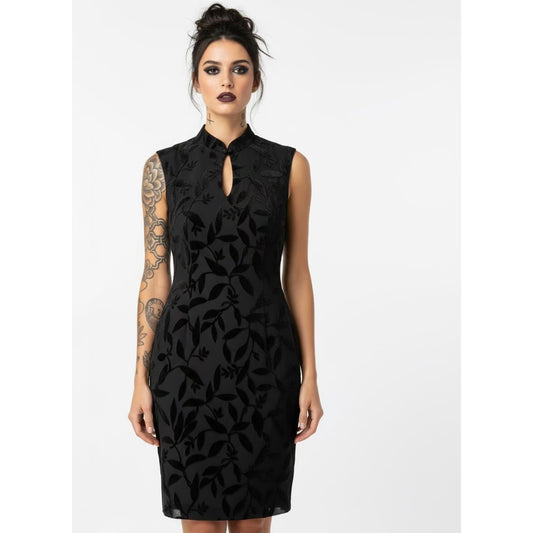 La Belle Silk Burnout Velvet Mini Dress - Size 7 - Keyhole Neckline