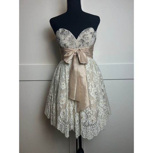 Sherri Hill Strapless Sweetheart Mini Dress Coquette Cocktail Pink XS
