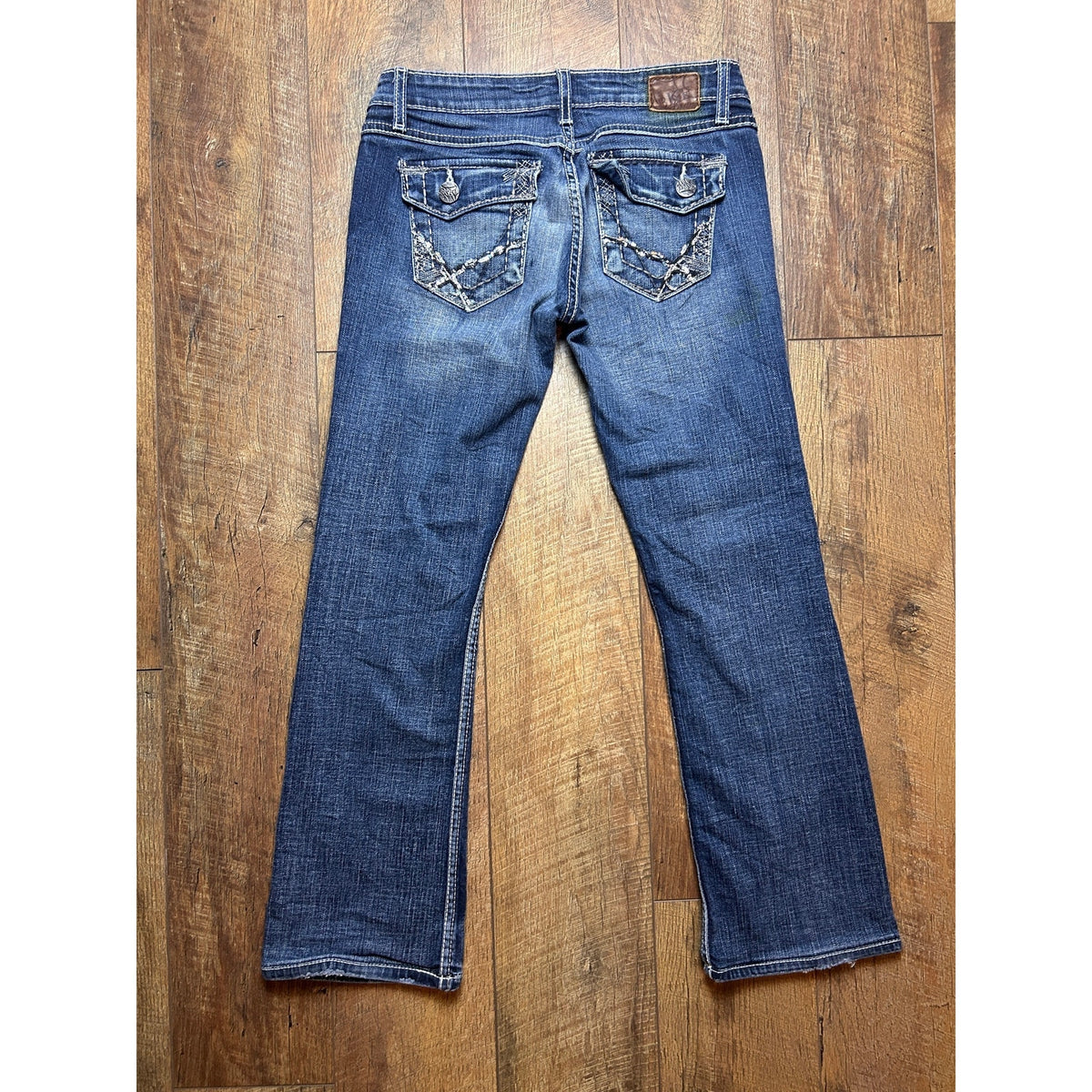 BKE Stella Bootcut Jeans 28x33.5 Low Rise Embroidered Back Flap Pockets Y2K