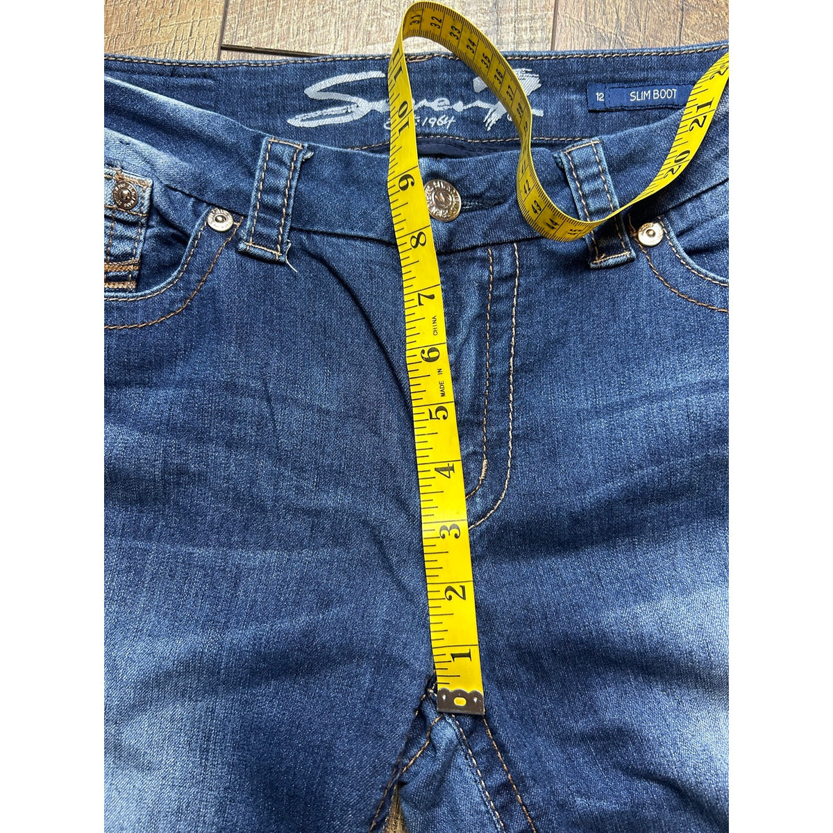 Seven For All Mankind Slim Boot Jeans Medium Wash Faded Denim Size 12