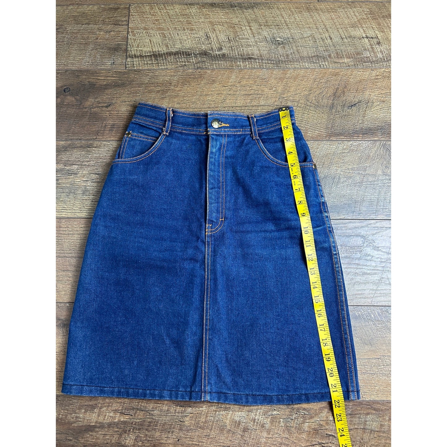 Vintage Gitano Medium Wash Denim Skirt Split Back A-Line Pencil Style Size 25