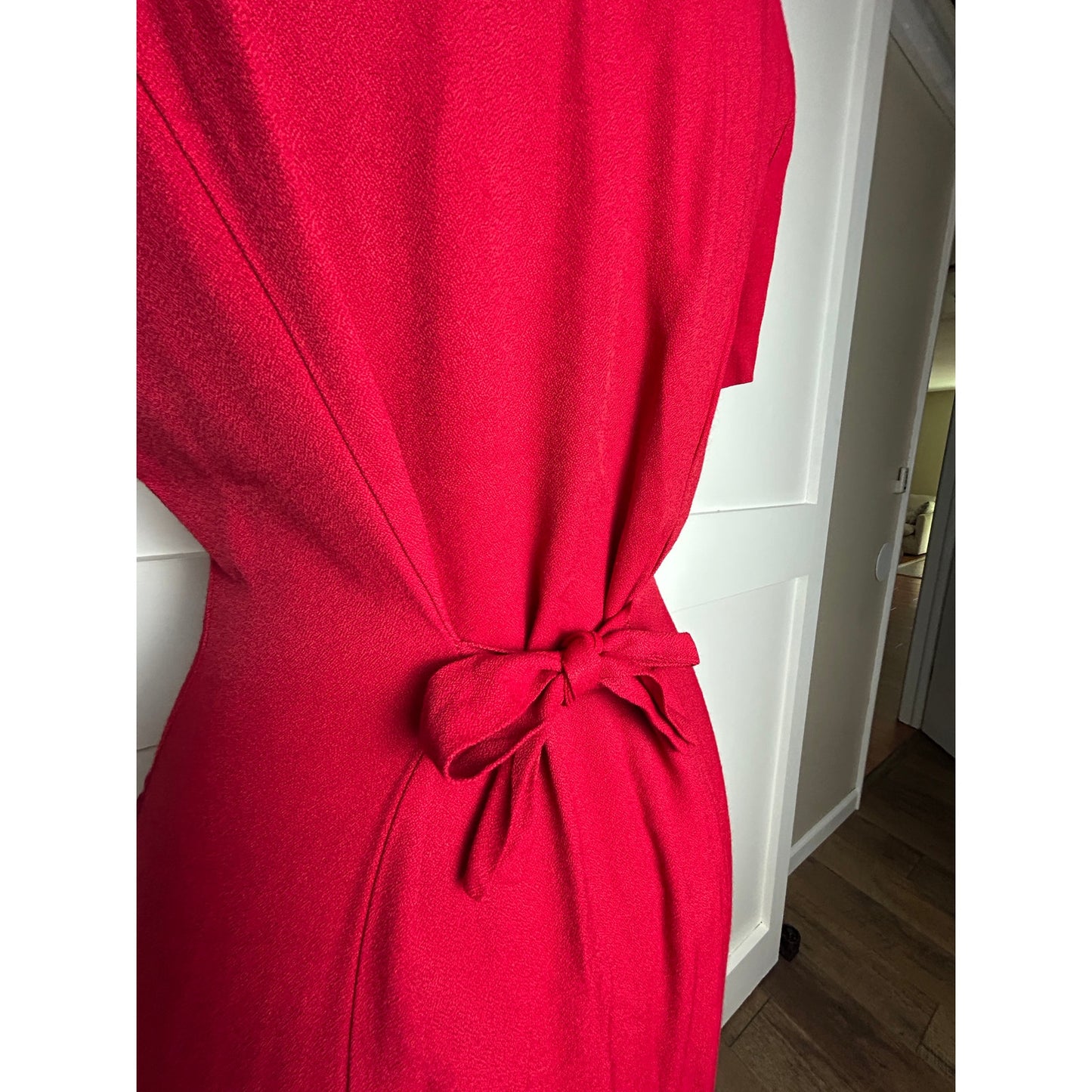 Vintage Red Maxi Shirt Dress Rayon Blend Scarlett Tag Flowy Size S