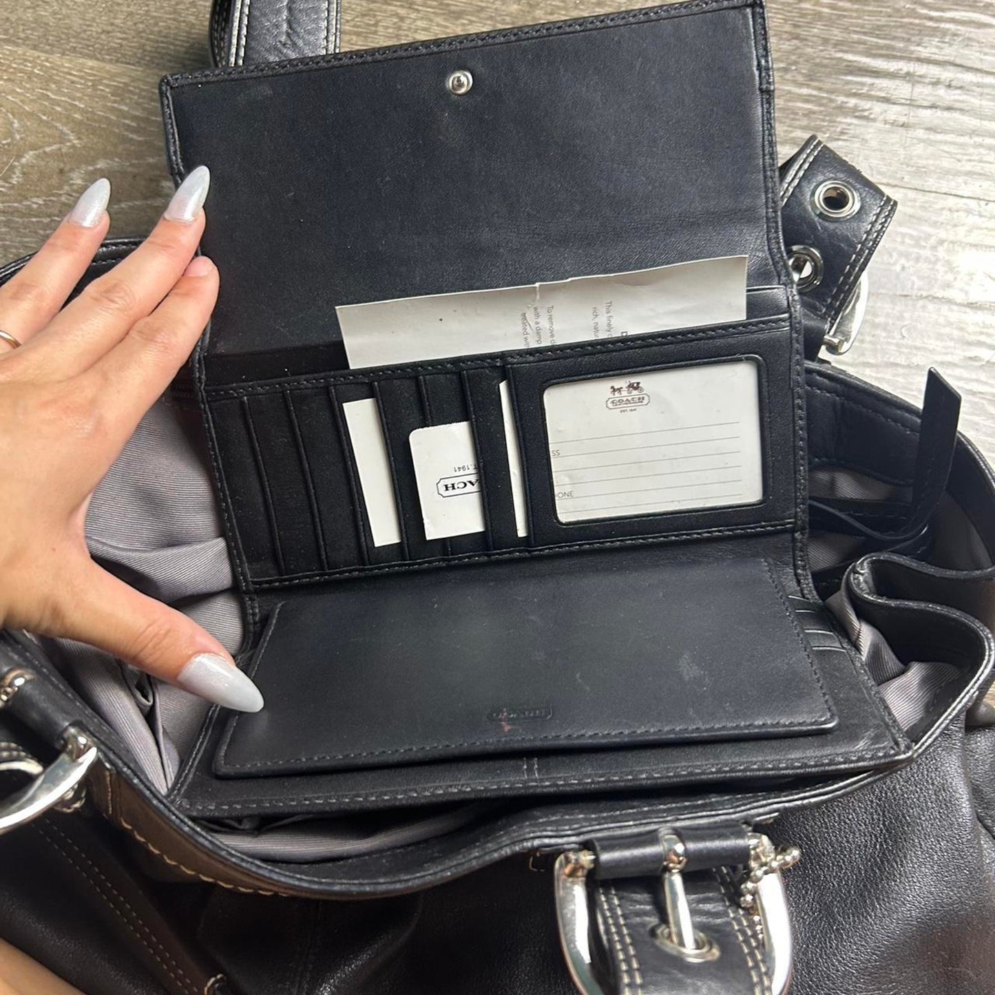 Black Coach Pleated Leather Soho Tote Bag and Wallet Set - Signature Gathered Design