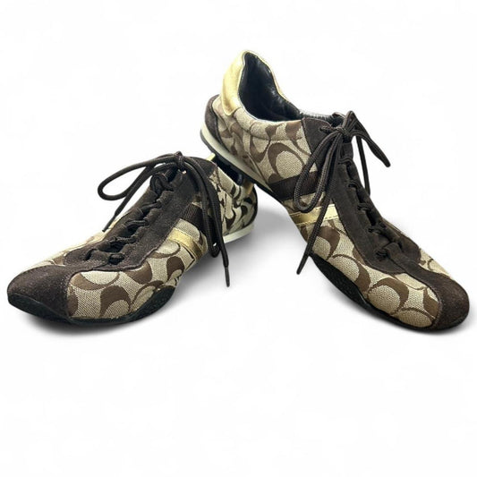 Coach Katelyn Sneakers Size 11M - Monogram Canvas Suede Trainers Women's