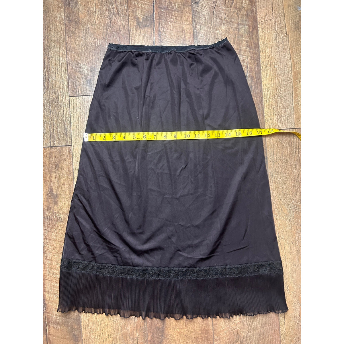 homemade black slip skirt with pleated trim size s/m