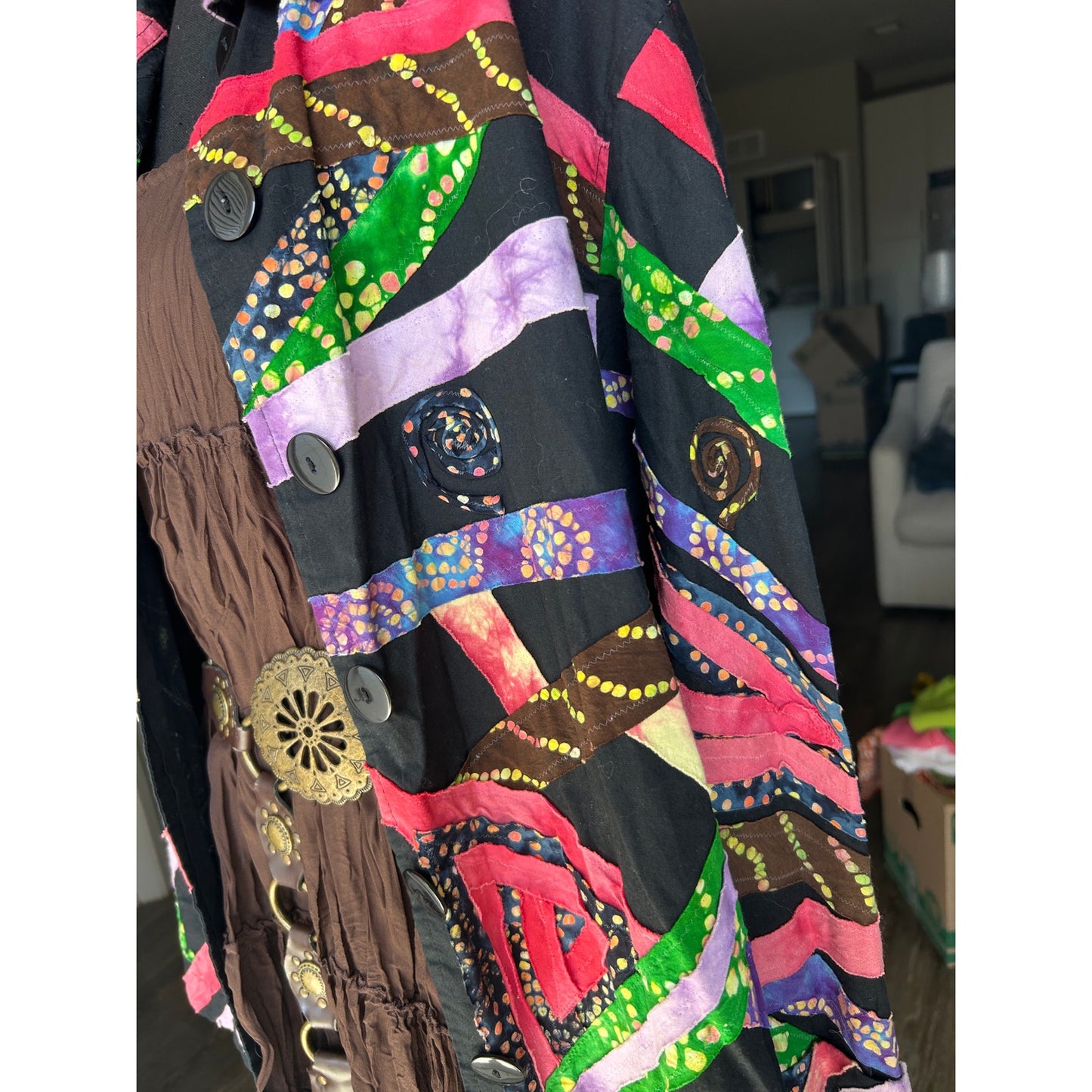 🌈 Lifestyle Woman Patchwork Whimsical Jacket Cotton 2X