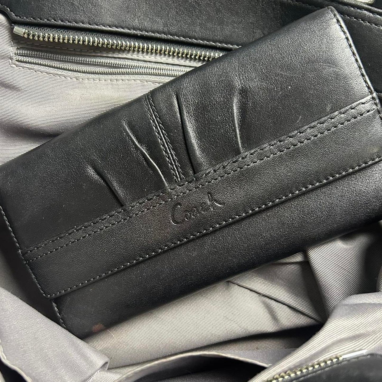 Black Coach Pleated Leather Soho Tote Bag and Wallet Set - Signature Gathered Design
