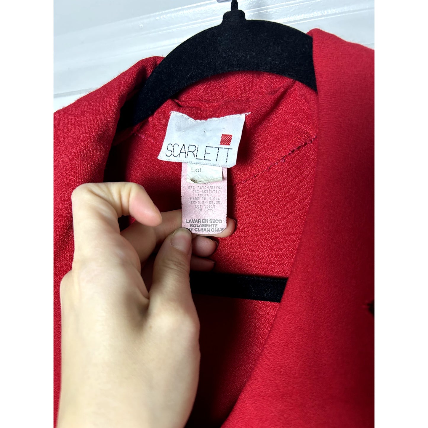 Vintage Red Maxi Shirt Dress Rayon Blend Scarlett Tag Flowy Size S