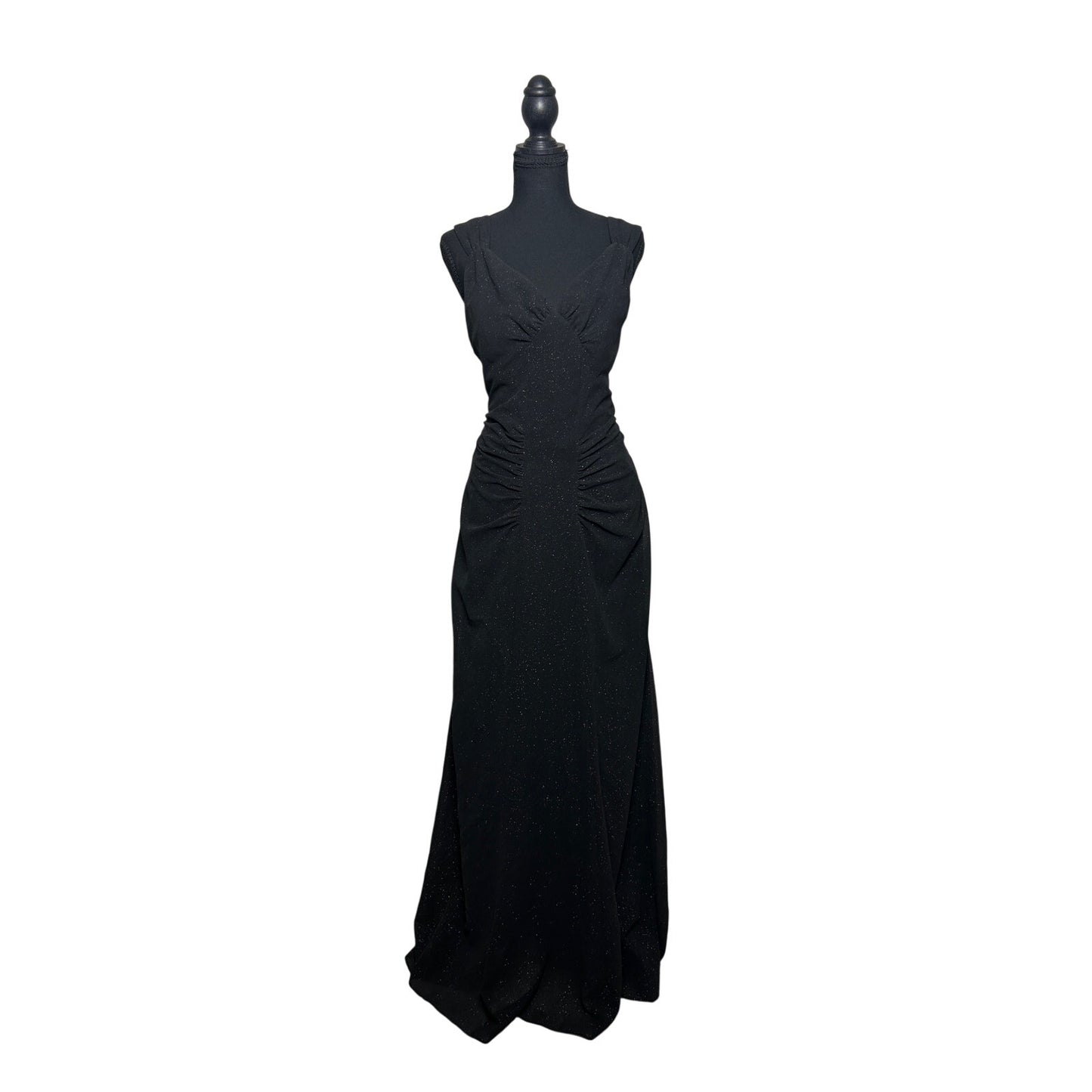 ✨ Black Glitter Ruched Mermaid Evening Dress – Blondie Nites