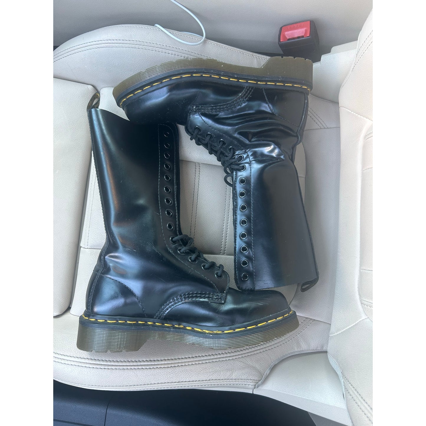 dr martens 1914 12 eye tall boots smooth leather size 6