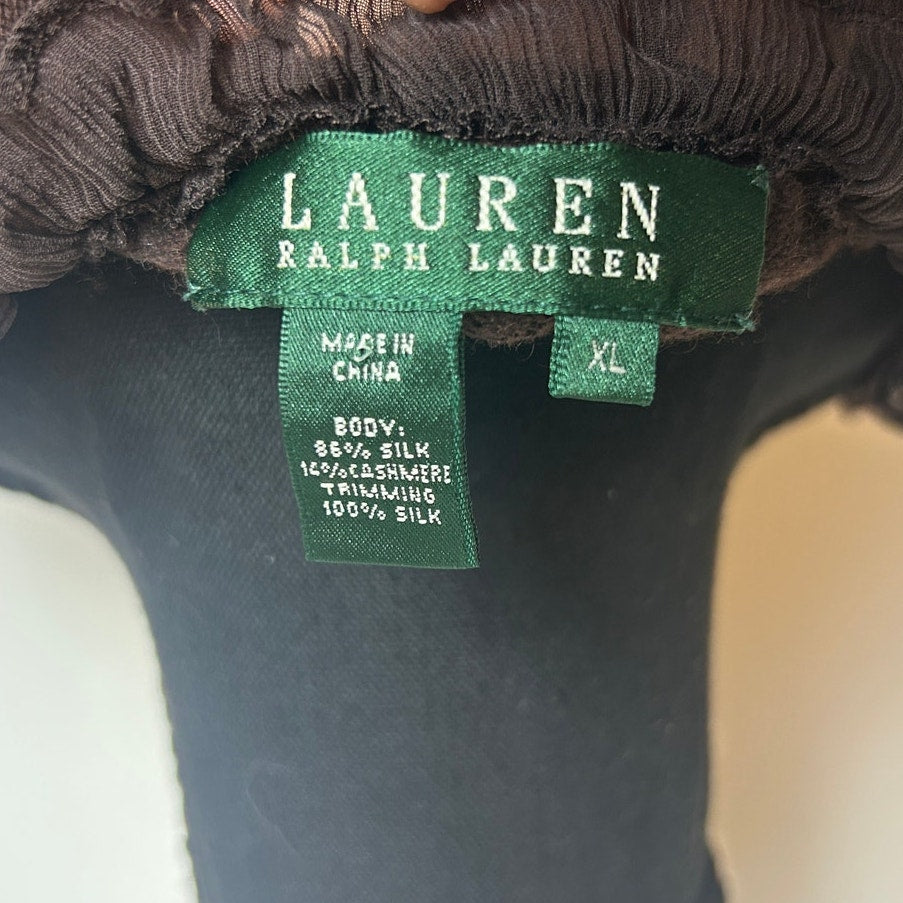 Lauren Ralph Lauren Kaschmir-Seiden-Pullover XL Braun Leicht Luxuriös