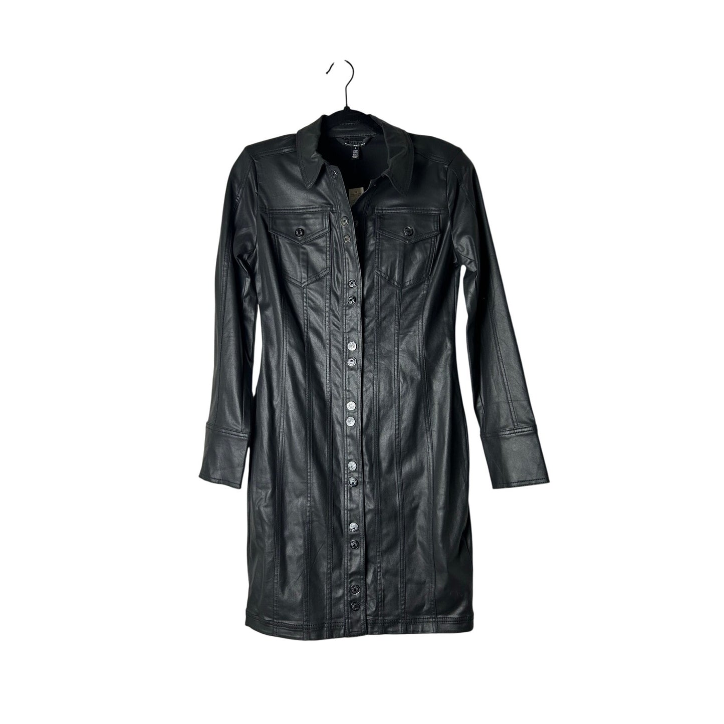 White House black market nwt vegan leather button down shirt dress size 4
