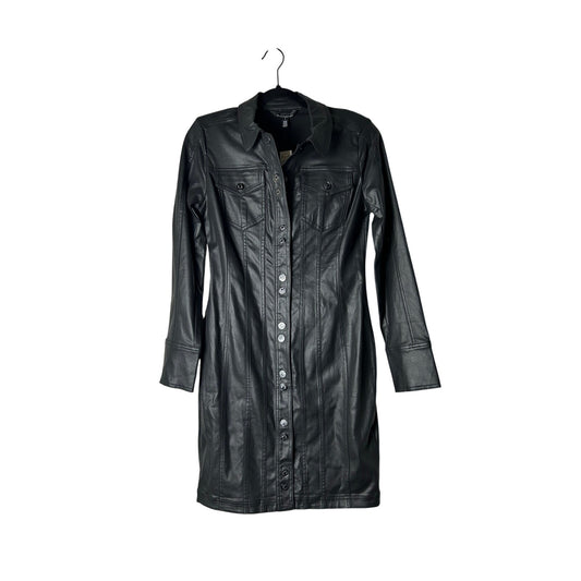 White House black market nwt vegan leather button down shirt dress size 4