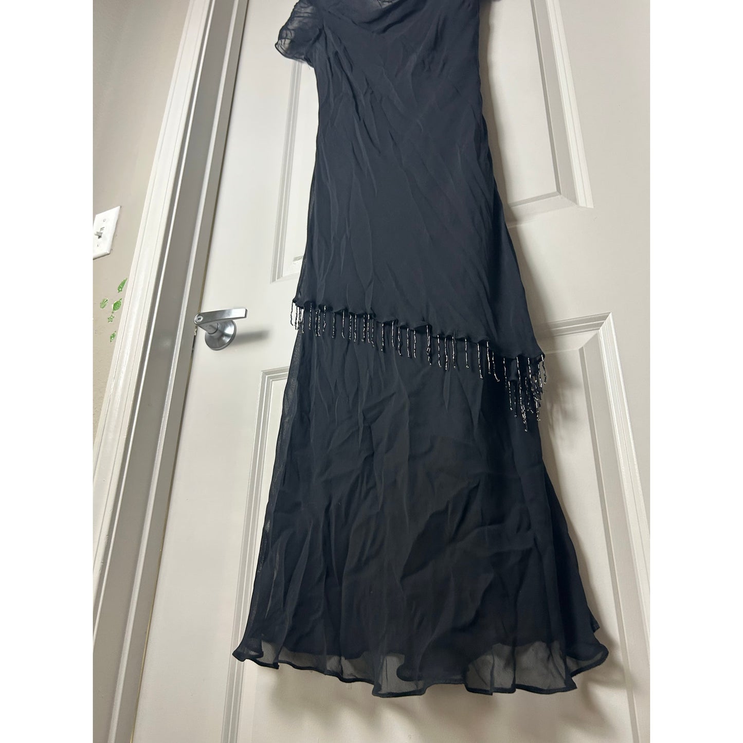 Robe longue en rayonne bleue perlée Eva taille 16