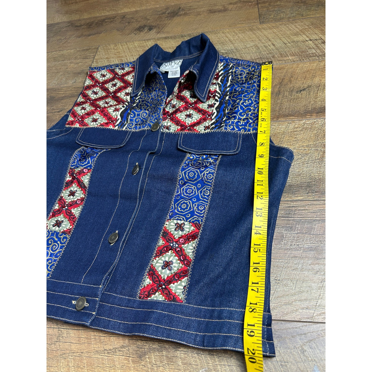 Surya beaded boho hippie denim maxi + vest set