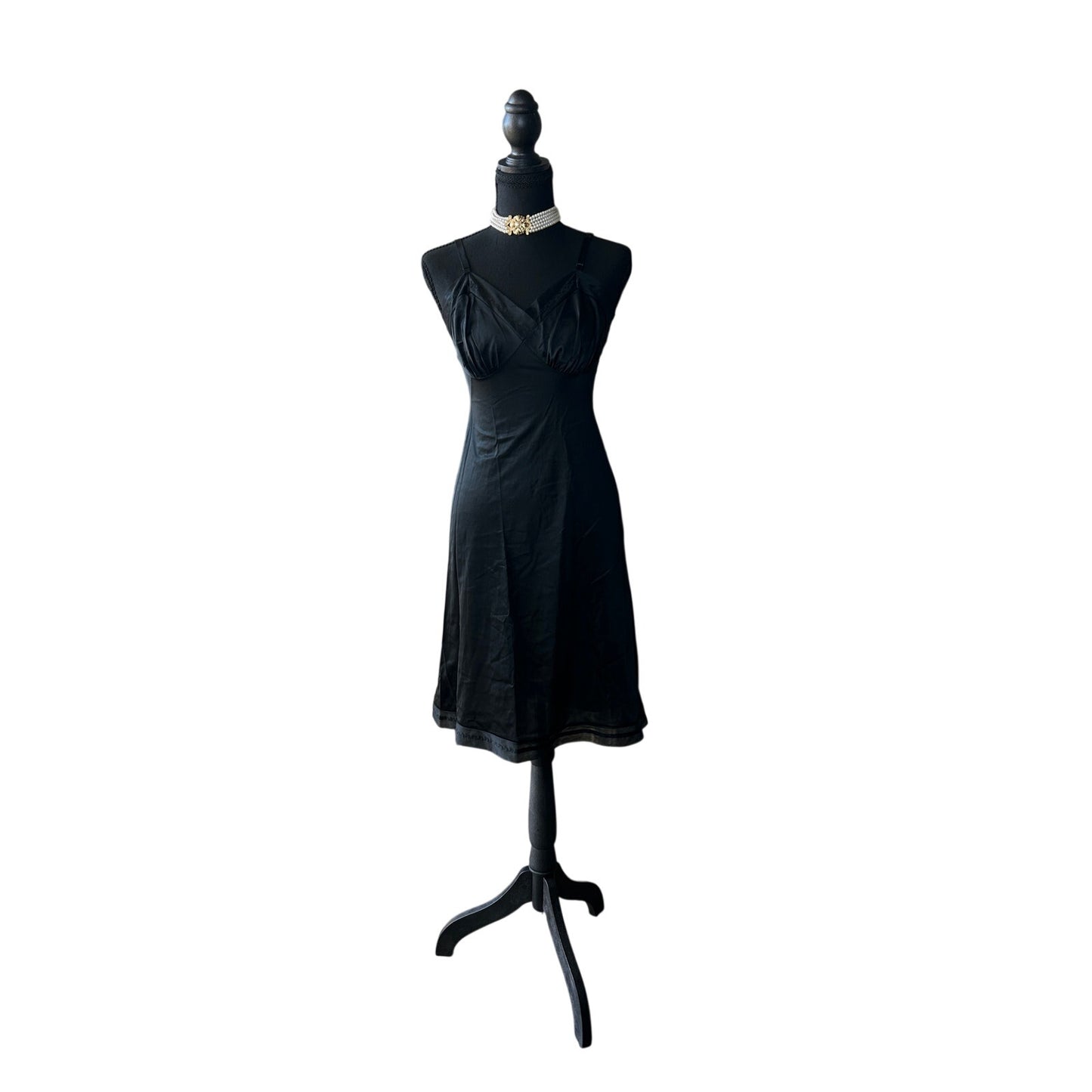1960s vintage nylon slip dress in black size s
