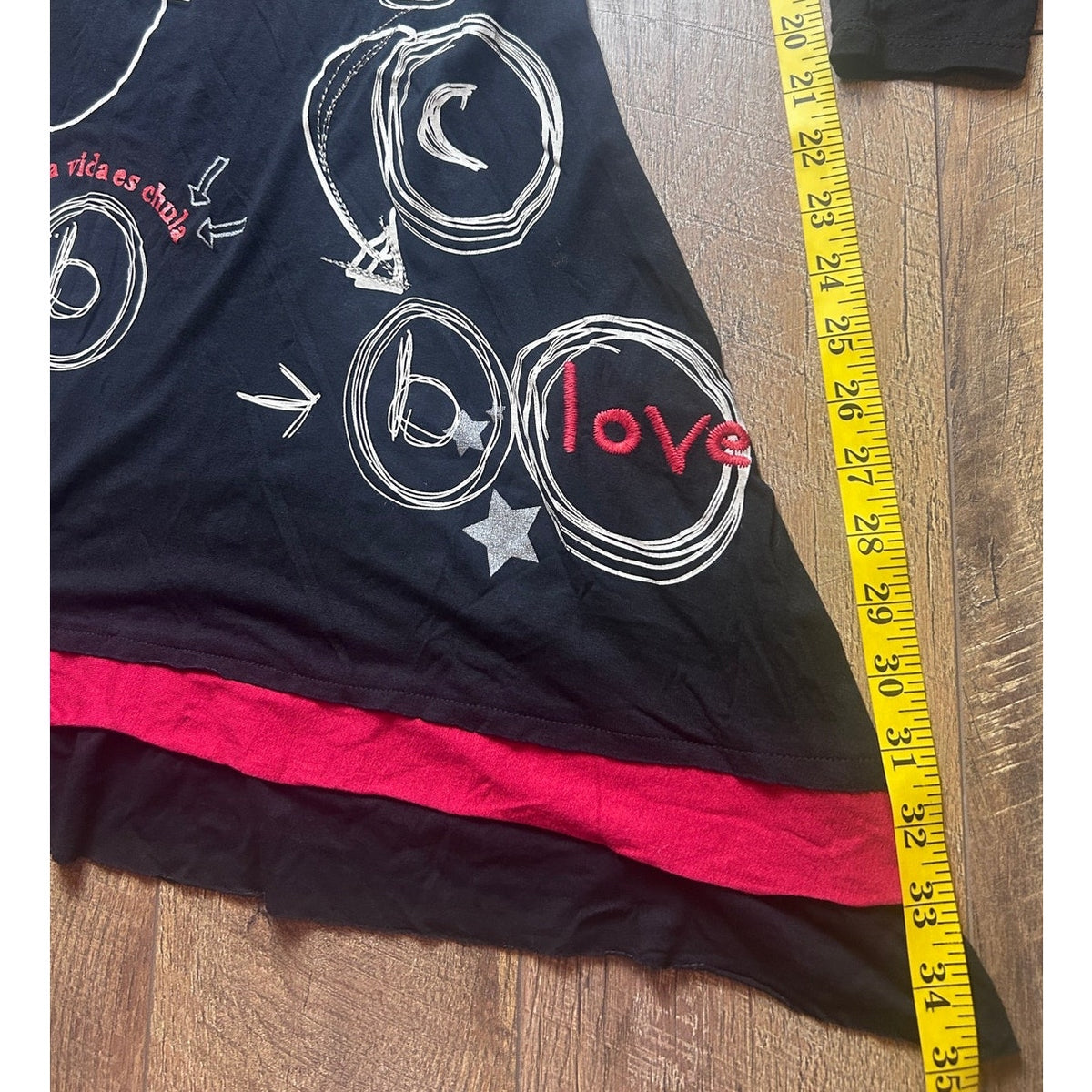 Desigual Bamboo Layered Fit & Flare Dress Size S | Euro Grunge Y2K Long Sleeve Fall Dress
