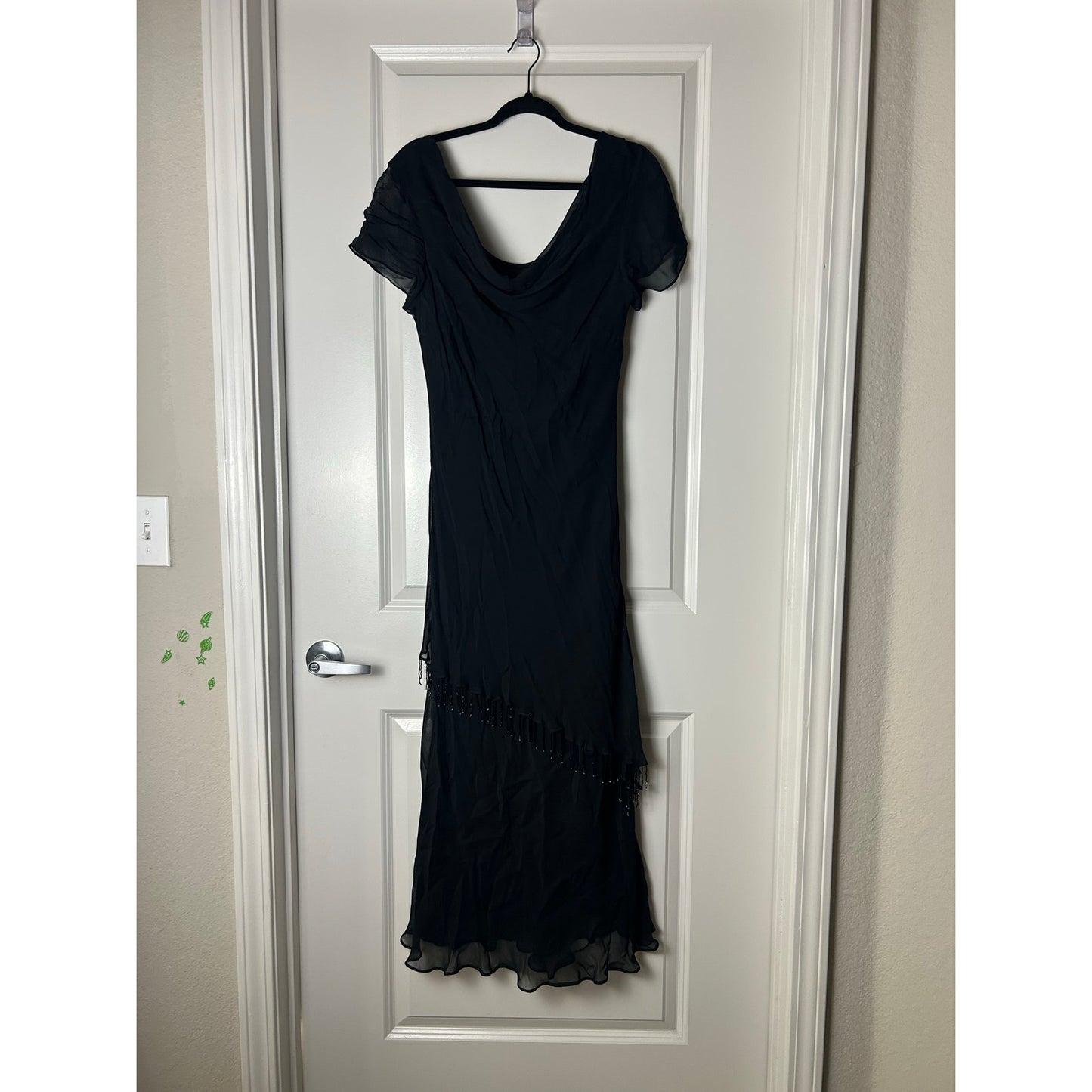 Robe longue en rayonne bleue perlée Eva taille 16