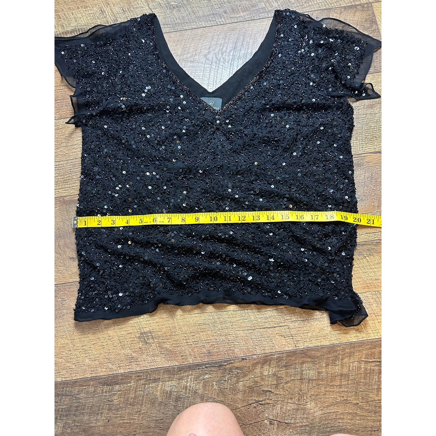 Y2K silk beaded butterfly top size extra large Adrianna Pappel