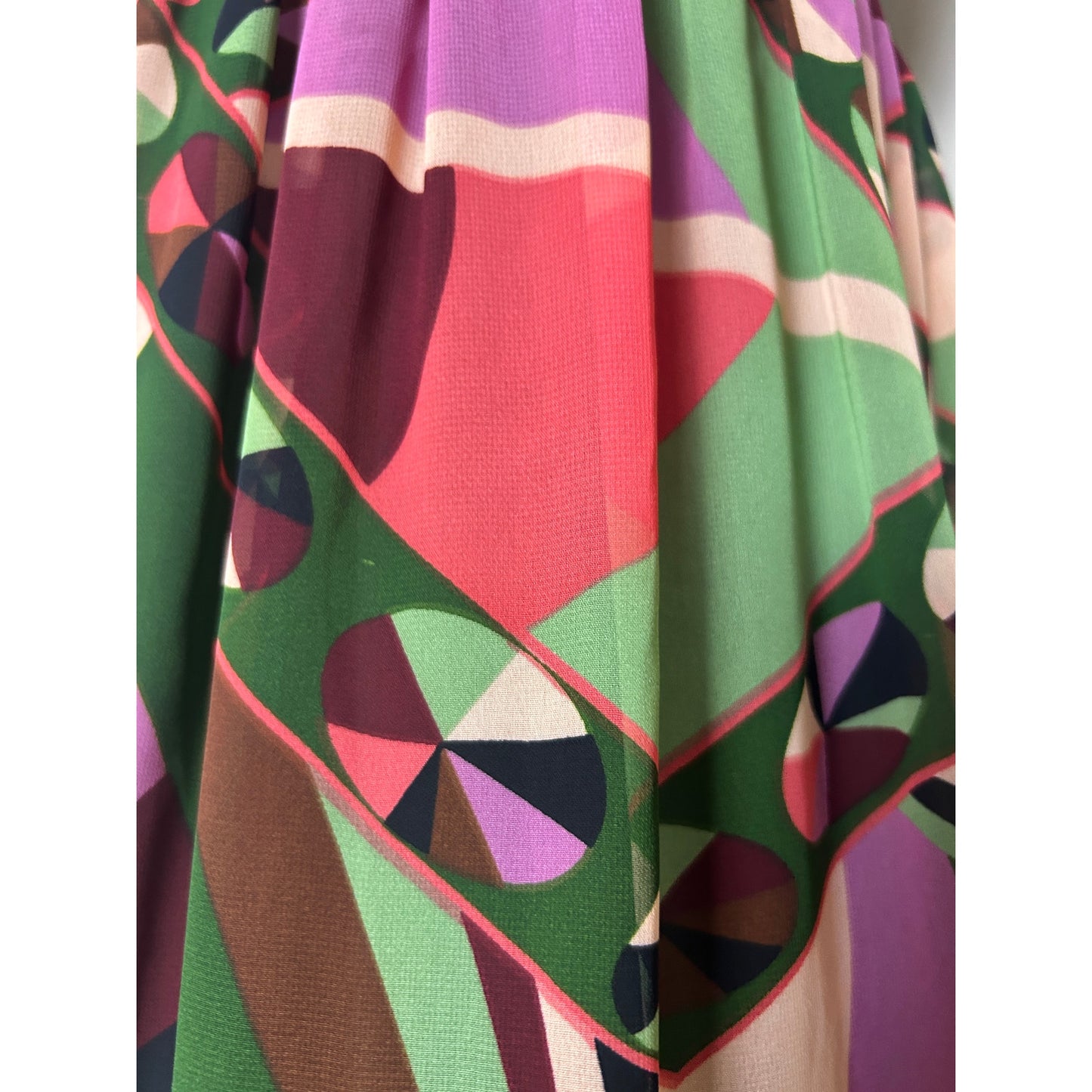 Robe Courte Vert et Rose Style Pucci Psychédélique Taille M Rétro Mod