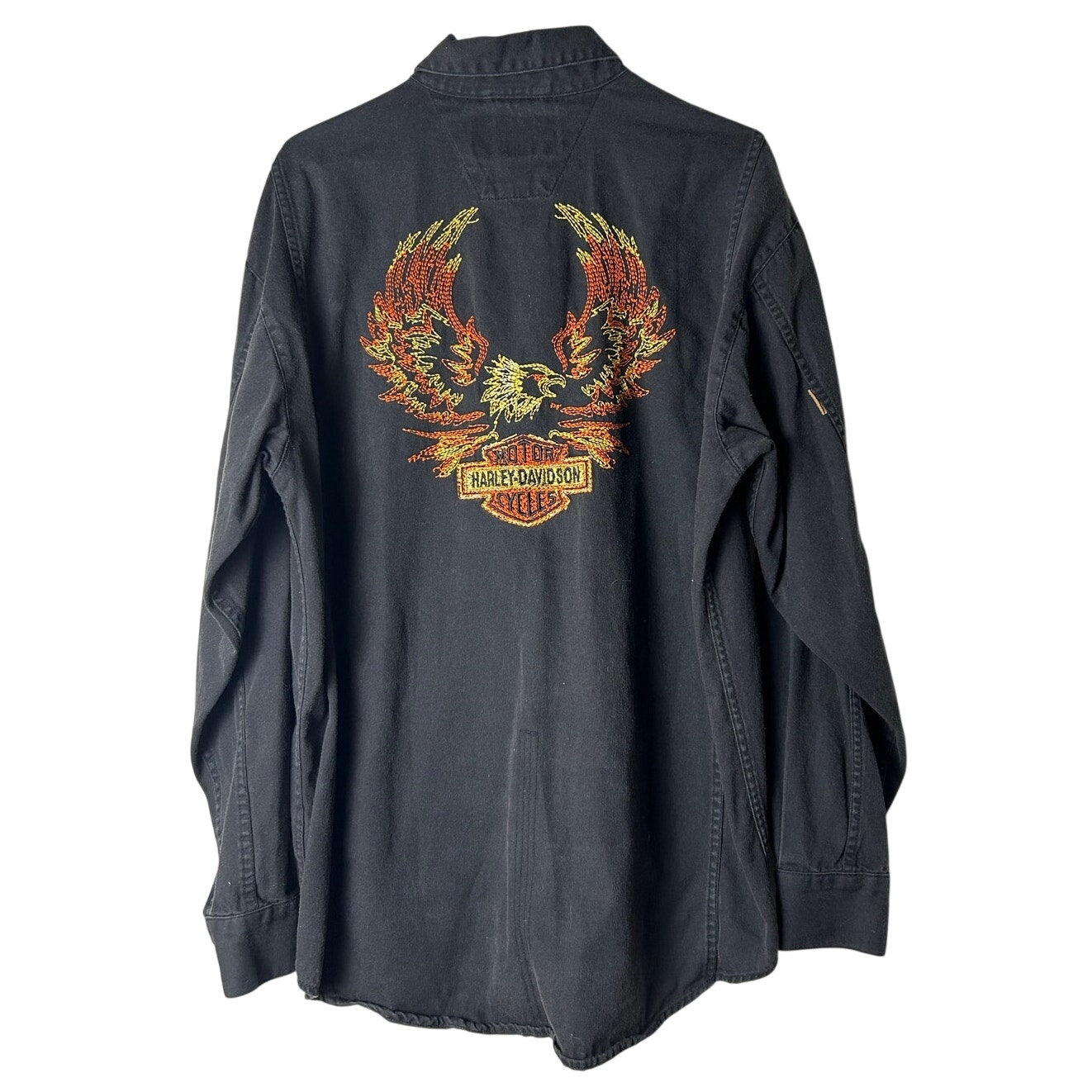 Harley Davidson Button-down mit Adlerstickerei auf dem Rücken Größe M