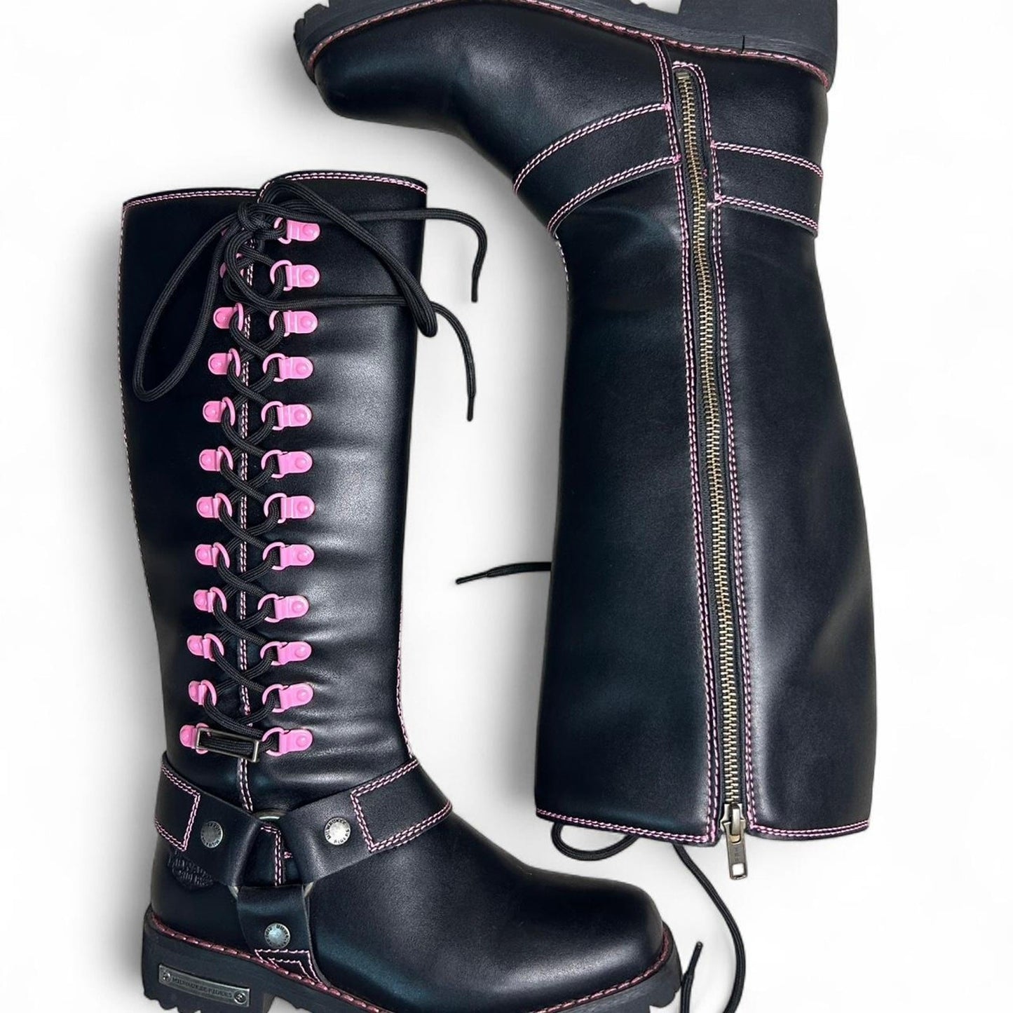 Milwaukee riders size 7 black leather harness biker boots